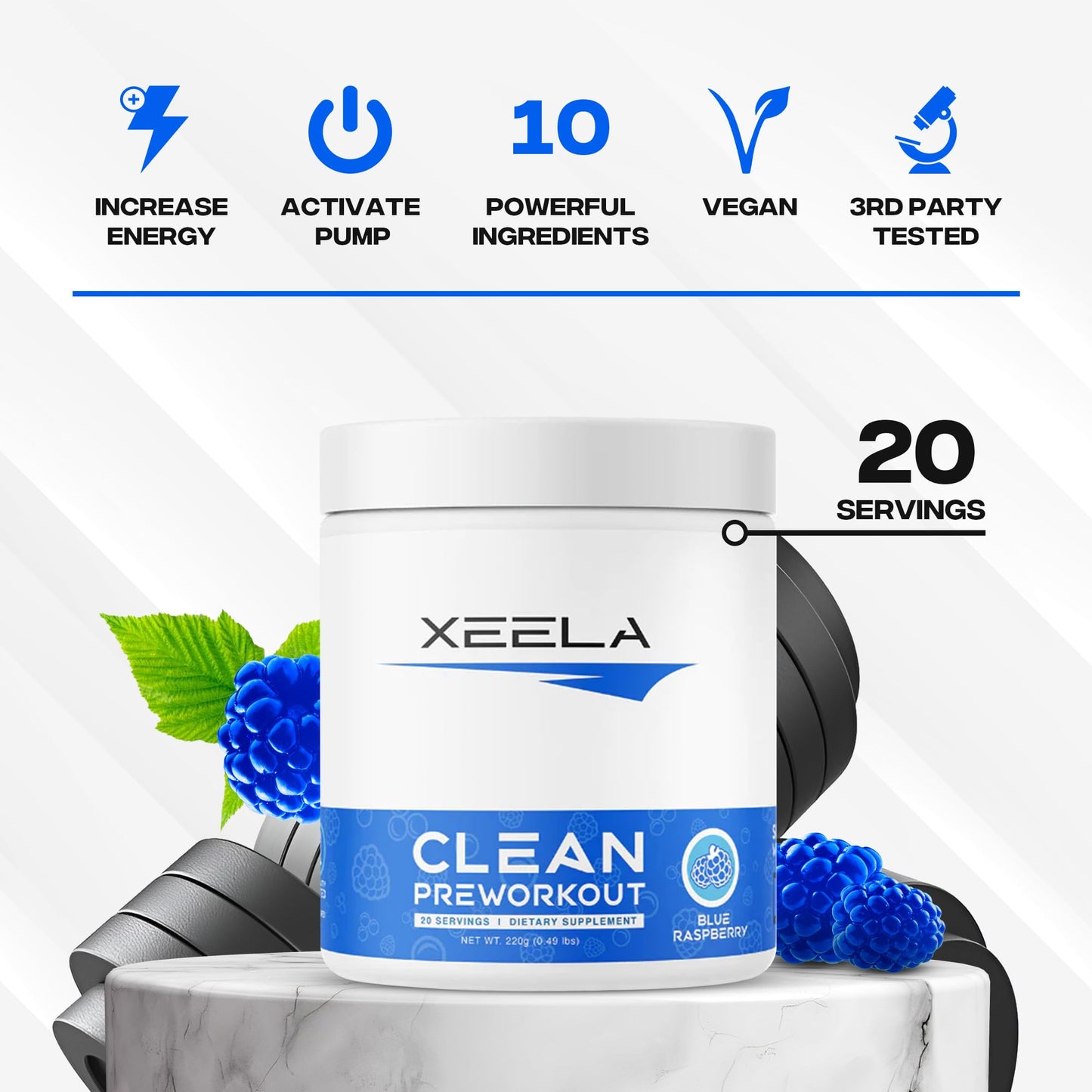 XEELA Organic Pre Workout Powder: Clean Preworkout for Men & Women, with Flavored
