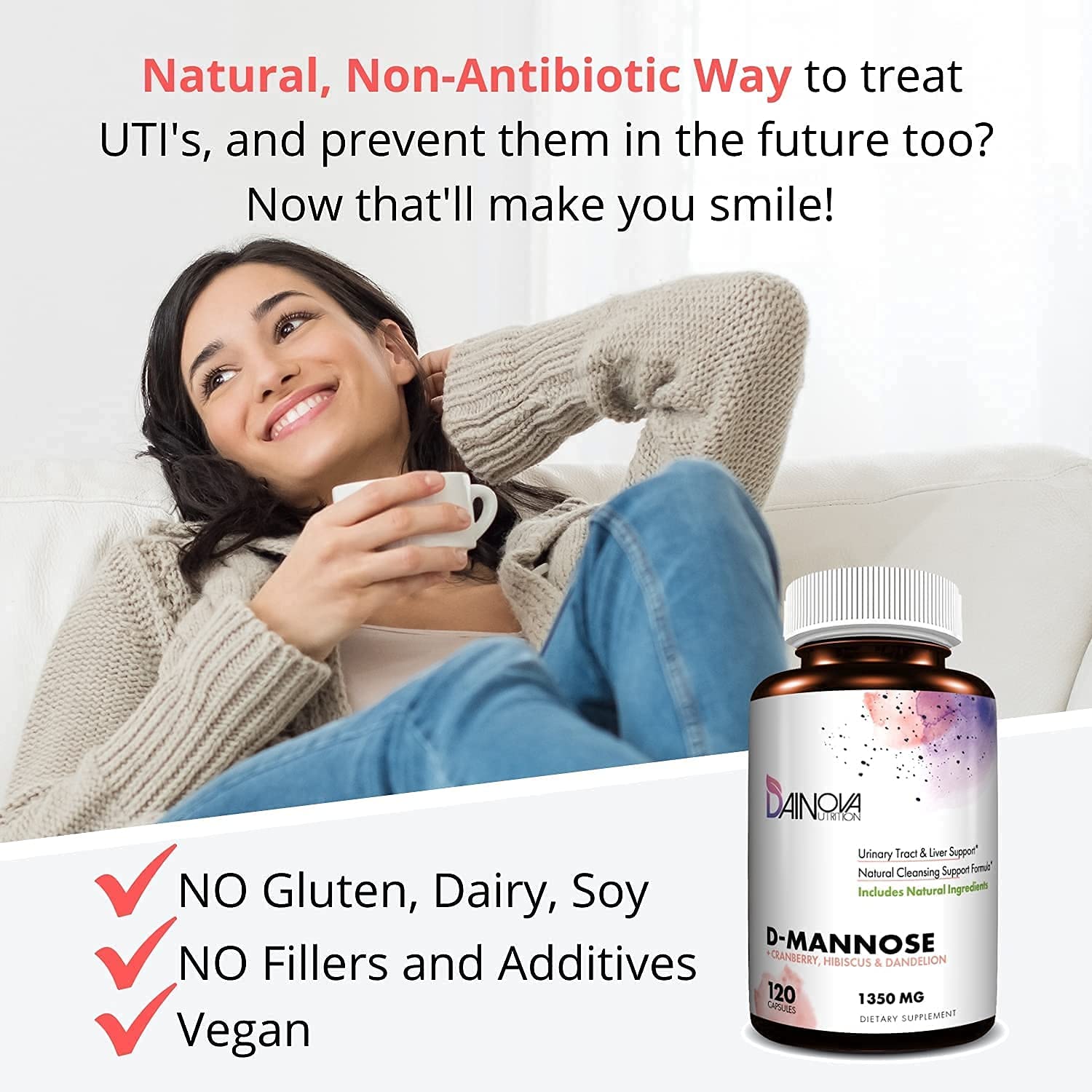 Dainova Nutrition D Mannose Capsules and Probiotics for Women Bundle I Urinary Tract Dainova Nutrition