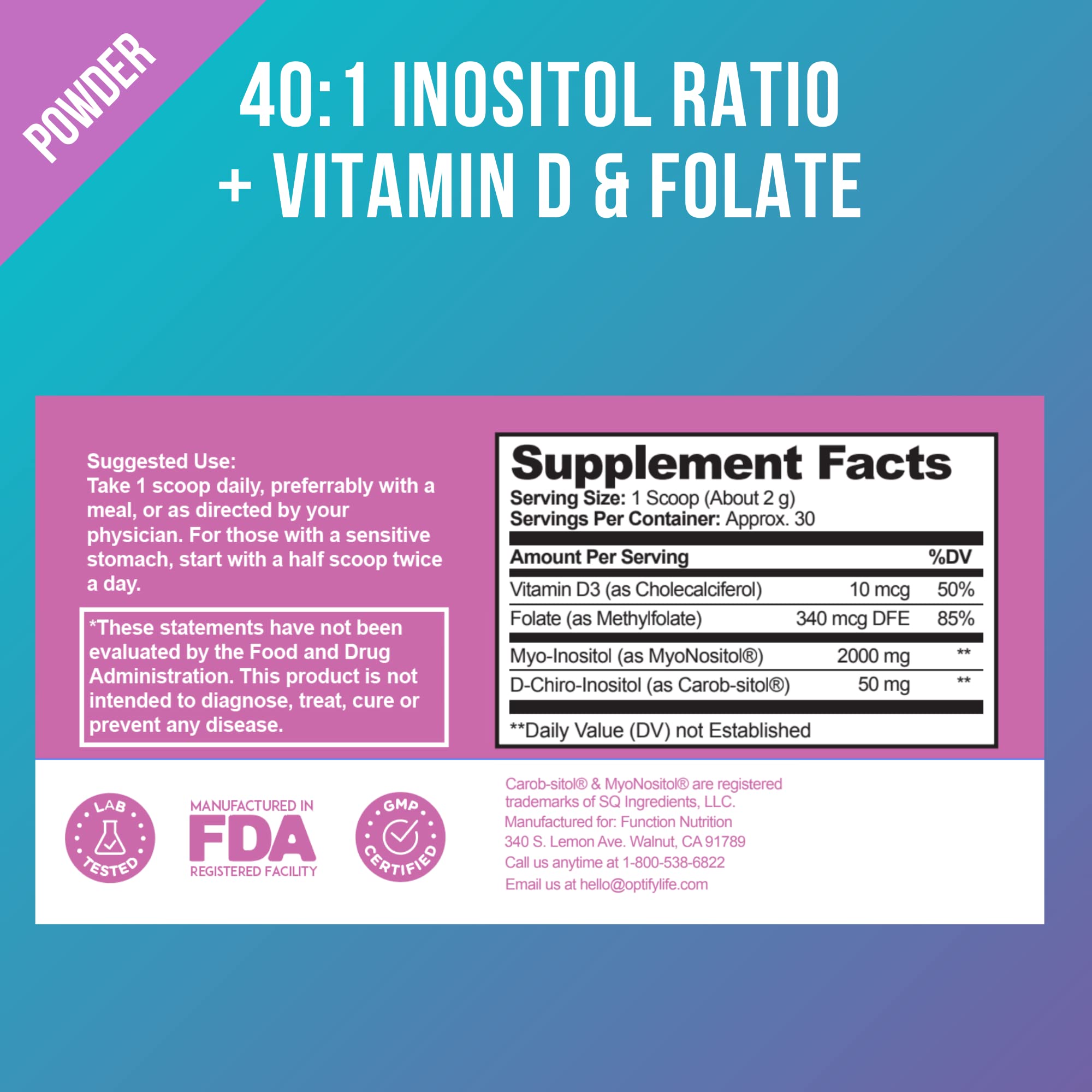 Premium Inositol Supplement Bundle - Myo-Inositol and D-Chiro Inositol Plus Folate