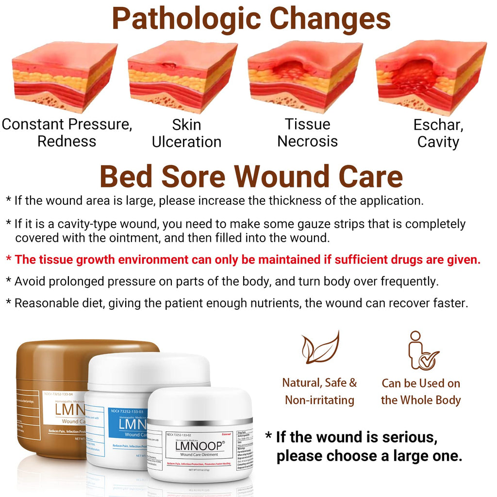 LMNOOP® Bed Sore Cream, Maximum Strength Wound Care Ointment for Infection Protection & Skin Repair