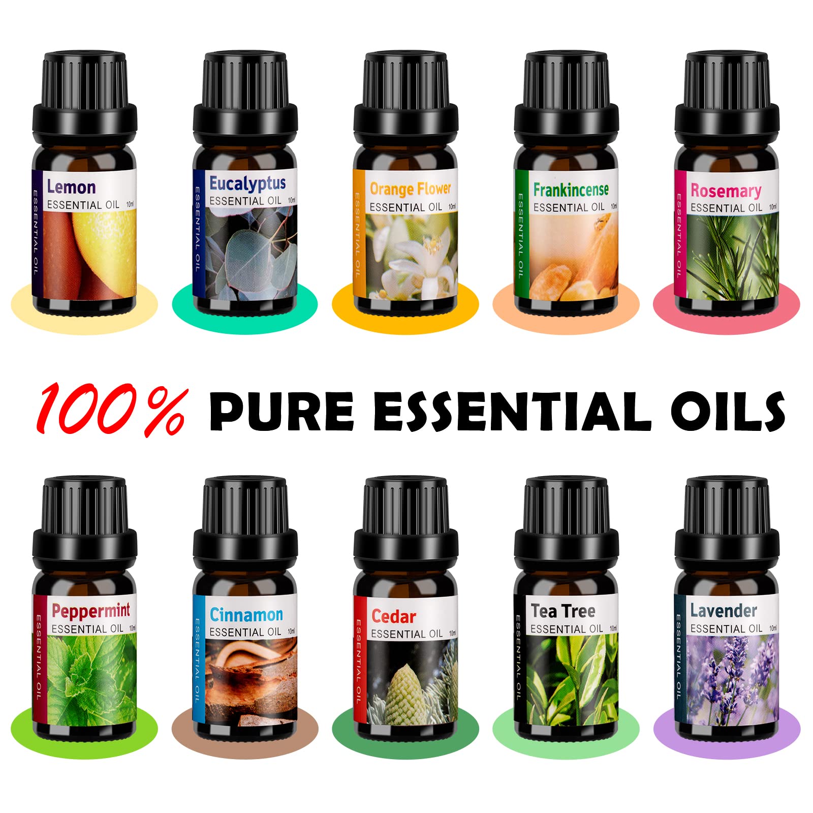 HLS 550ml Aroma Diffusers for Essential Oils Large Room with 10 Essential Oils,Ultrasonic Aromatherapy HLS