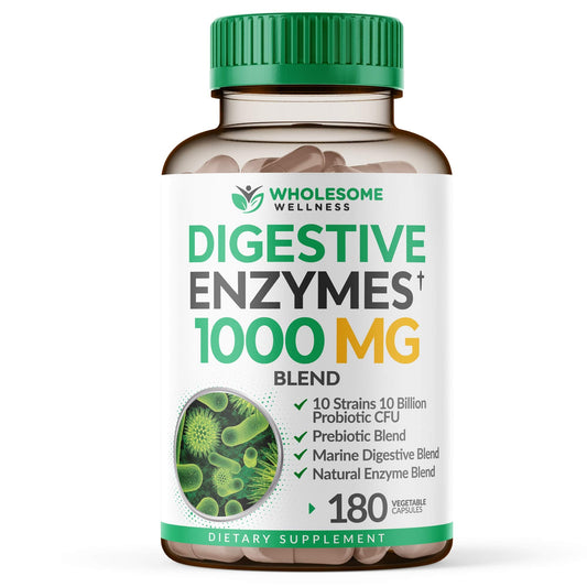 Wholesome Wellness Digestive Enzymes 1000MG Plus Prebiotics & Probioti