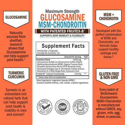 Glucosamine Chondroitin MSM 2110mg - Joint Support Supplement with Turmeric