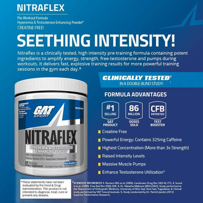 GAT SPORT Nitraflex Advanced Pre-Workout Powder, Increases Blood Flow