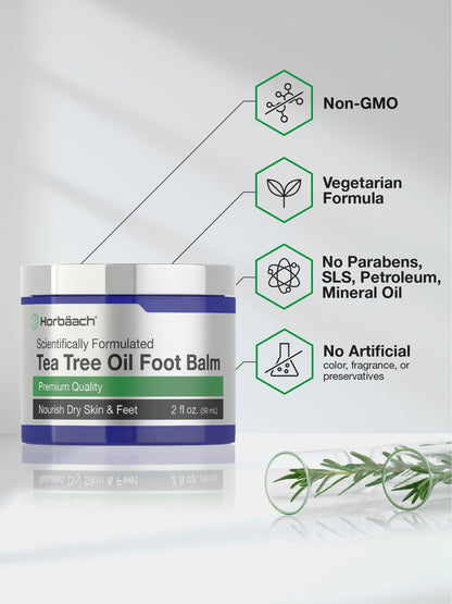 Tea Tree Oil Foot Balm | 2 oz | Moisturizes and Nourishes Dry Skin & Feet | Scientifically