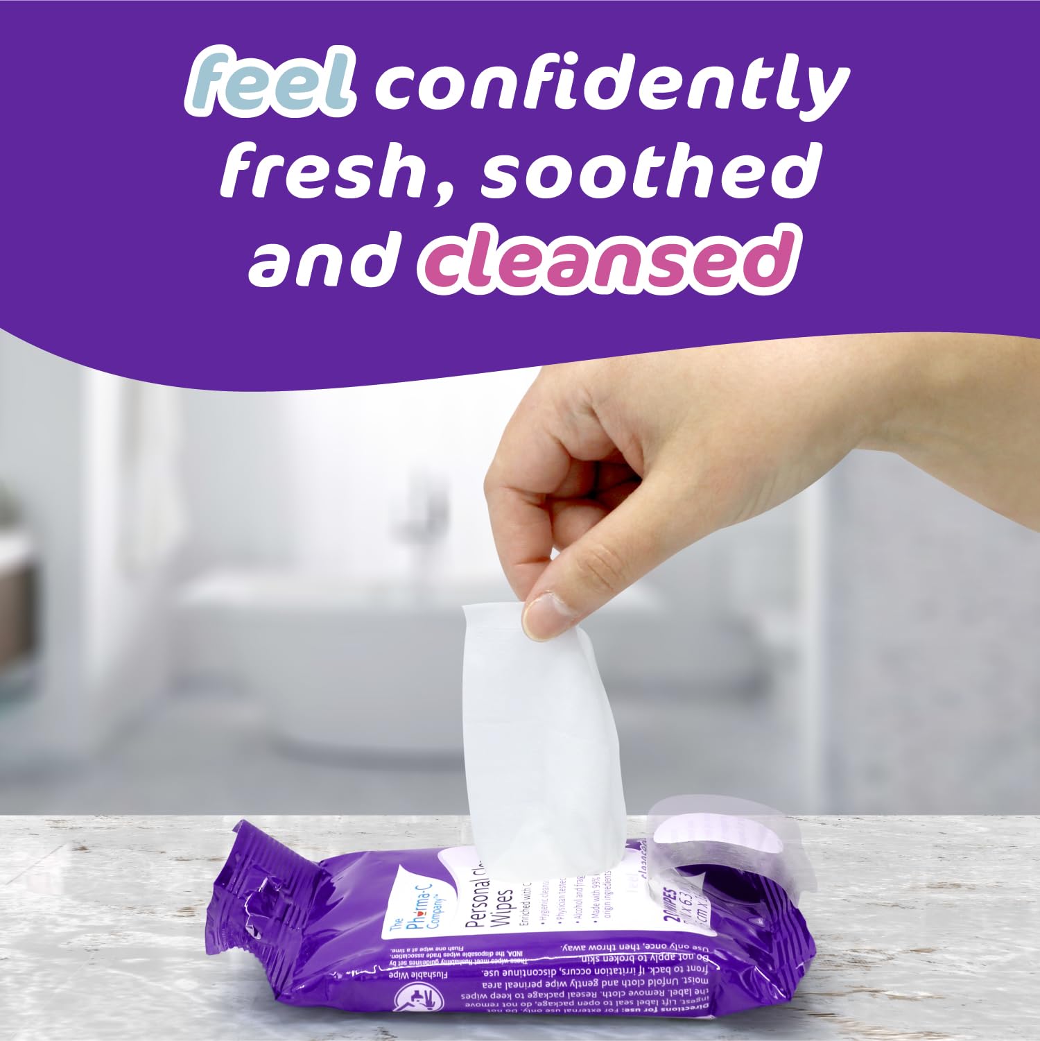 The Pharma-C Company Personal Cleansing Wipes [2 packs of 20 wipes] - Enriched with Cranberry & Aloe Vera Generic