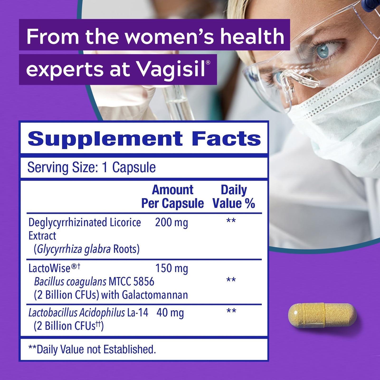 Vagisil Yeast Defense Supplements, Helps Balance Yeast and Good Bacteria, Clinically-Proven Probiotics Vagisil