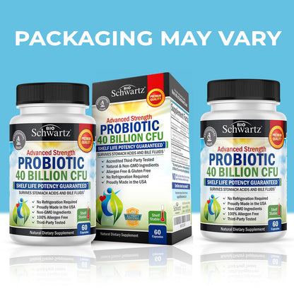 Daily Probiotic Supplement with 40 Billion CFU - Gut Health Complex with Astragalus