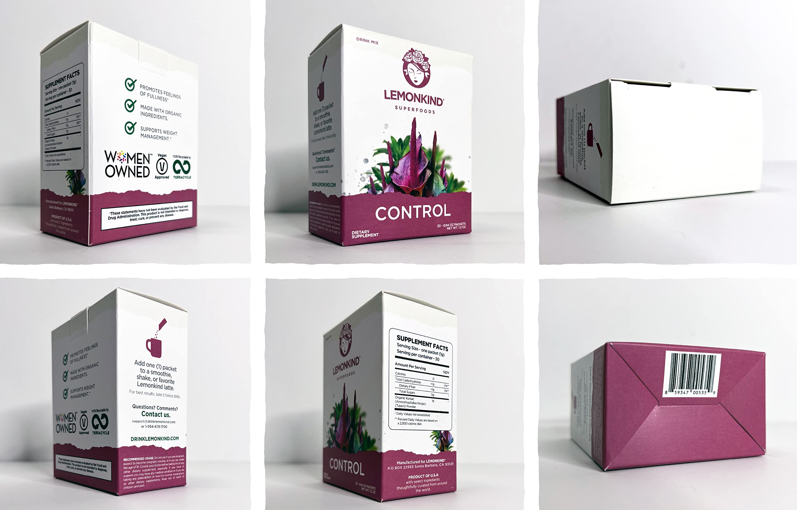 LEMONKIND Organic Zero Calorie Control - Healthy Supplement for Controling Snacking