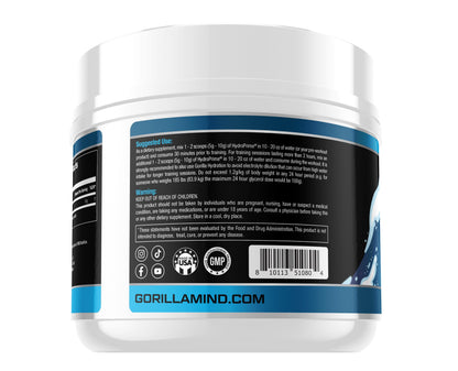 Gorilla Mind Hydroprime Glycerol Pre-Workout - Hydrating Pre-Workout Formula for Intense
