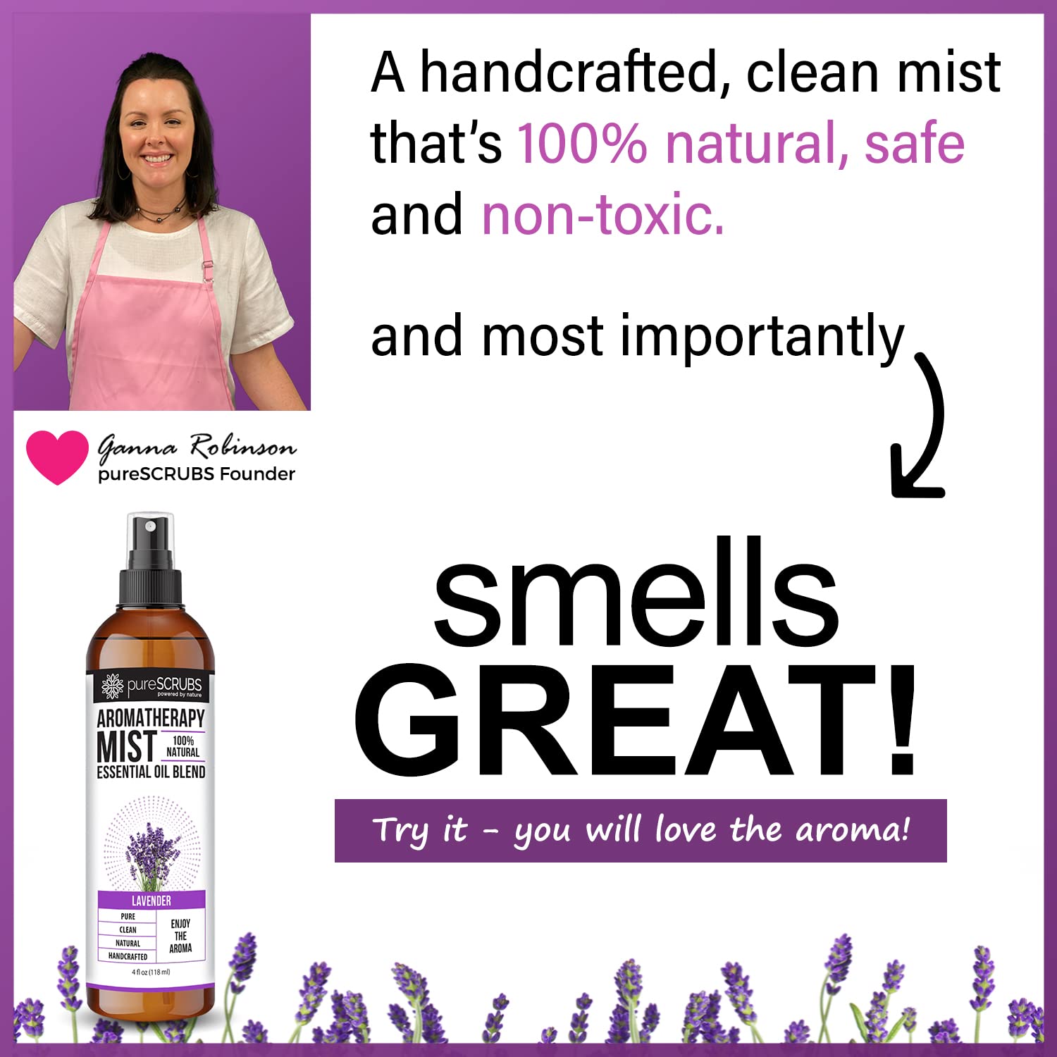 Shake, Mist & Enjoy - pureSCRUBS Premium Lavender Aromatherapy Spray Mist for Room, Body, Linens pureSCRUBS