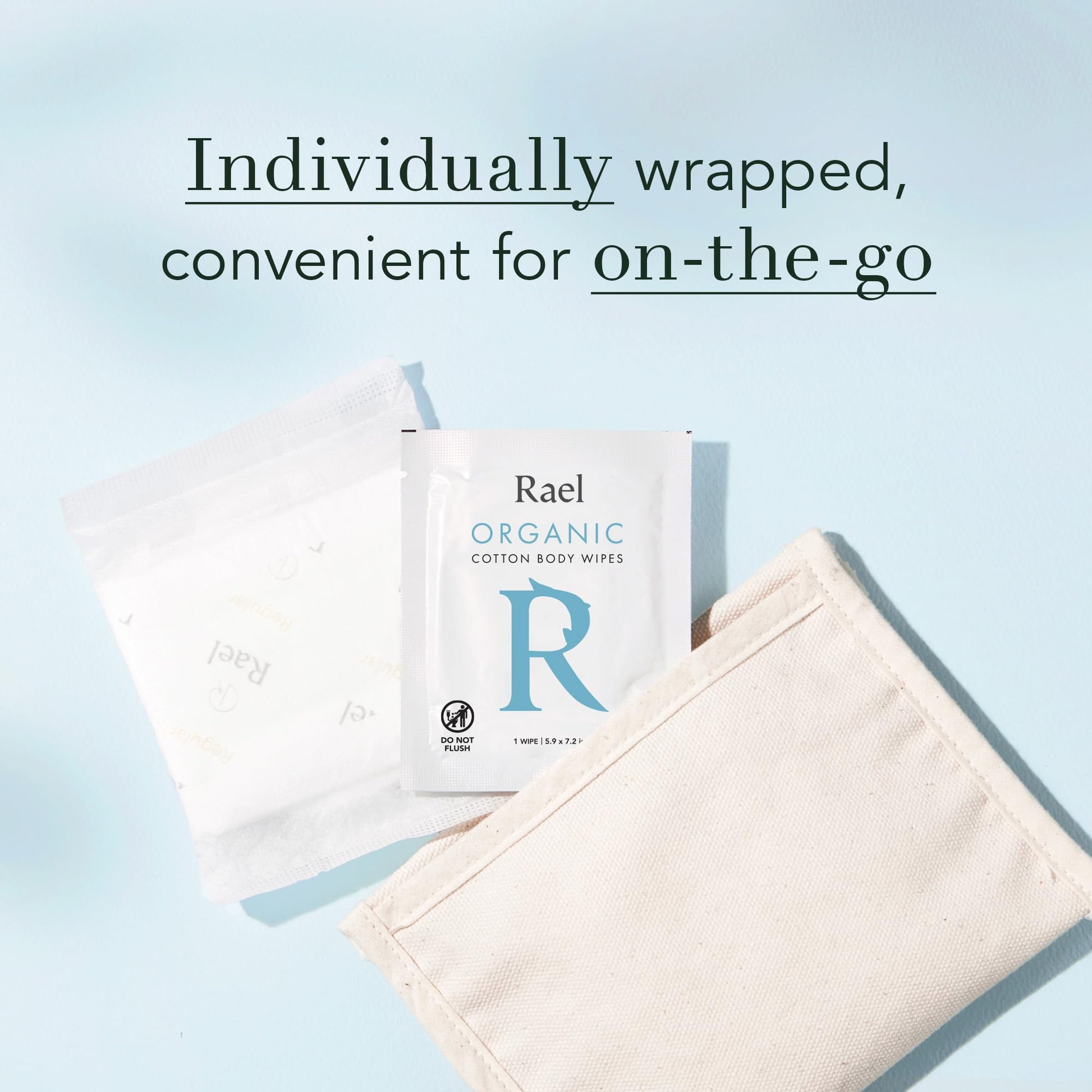 Rael Body Wipes, Organic Cotton Wipes for Women - Unscented Body Wipes, Individually Wrapped Rael