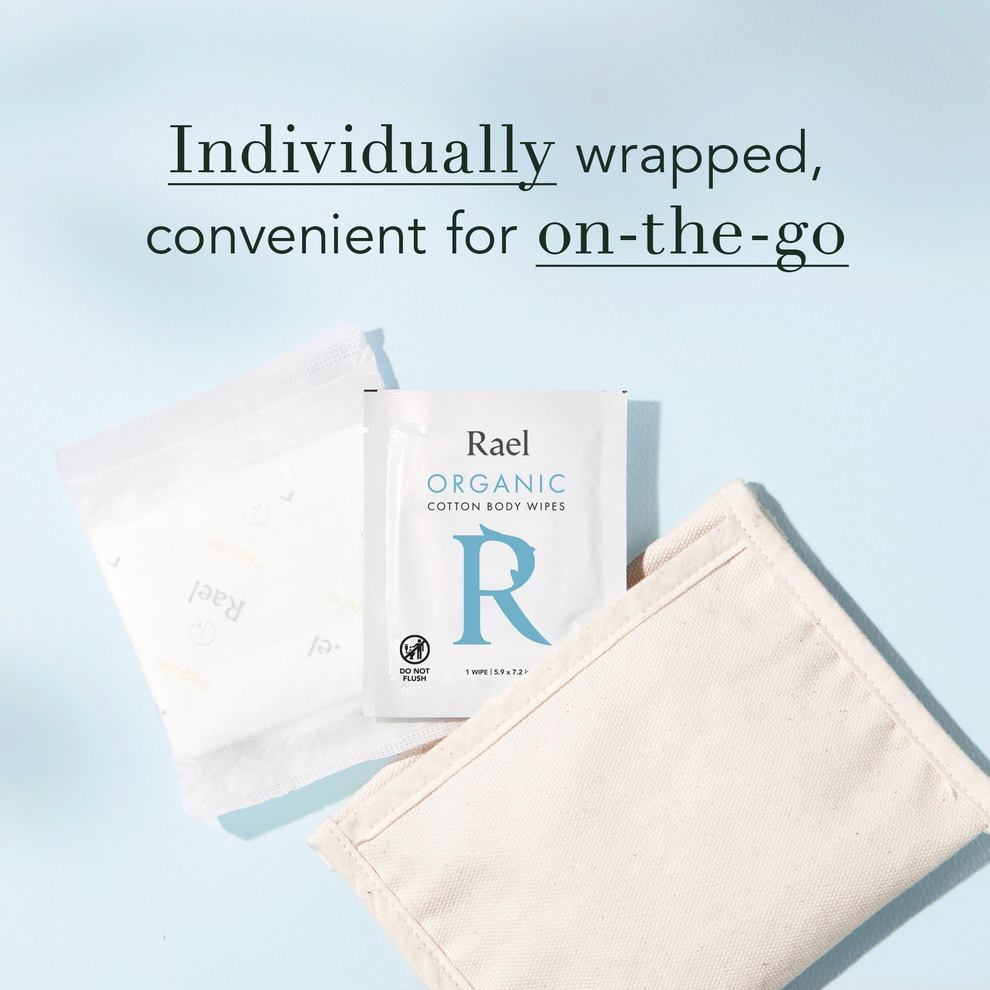 Rael Body Wipes, Organic Cotton Wipes for Women - Unscented Body Wipes, Individually Wrapped Rael