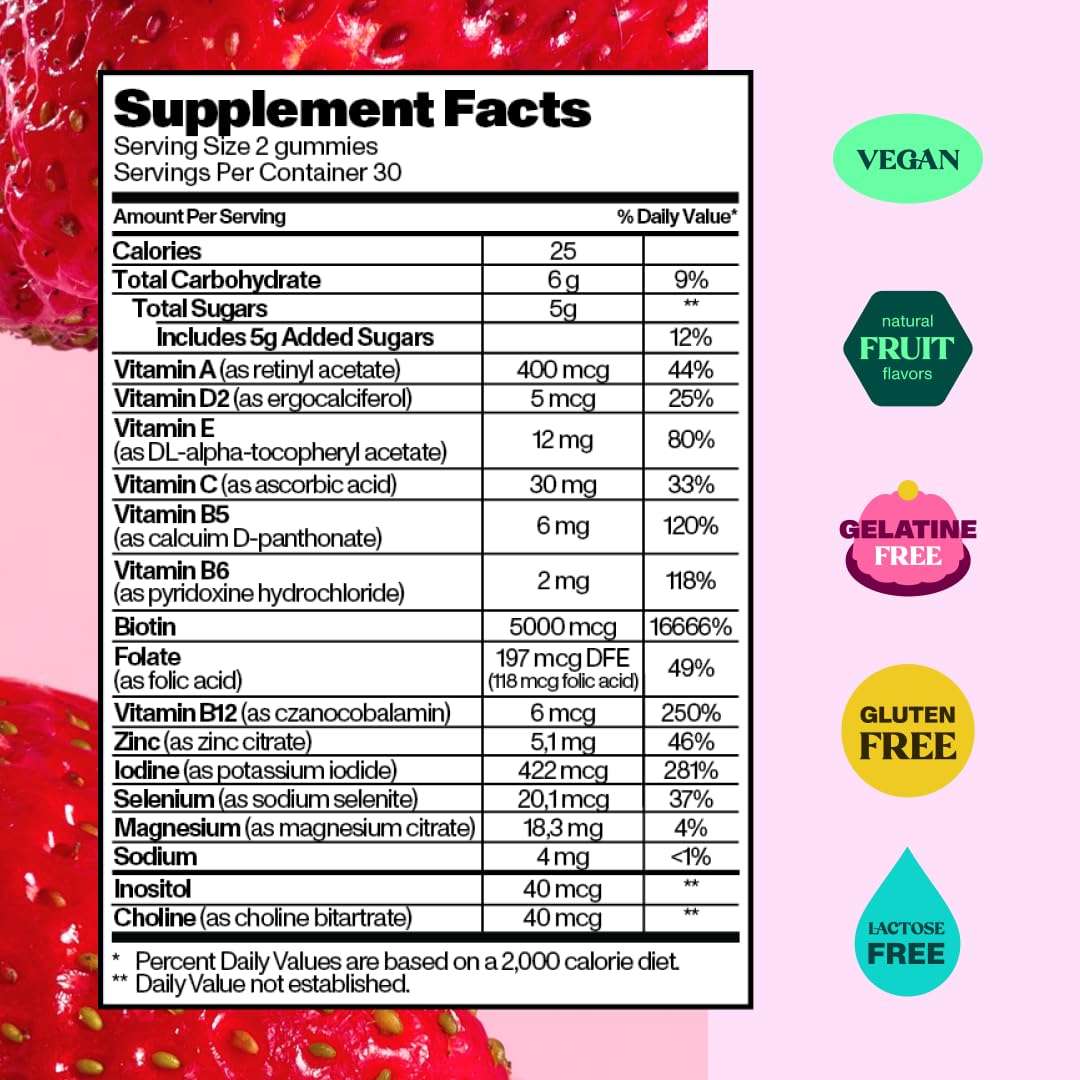 Bloom Robbins 60 Hair Gummies for Faster Hair Growth Vitamins for Women & 5000 MCG Bloom Robbins