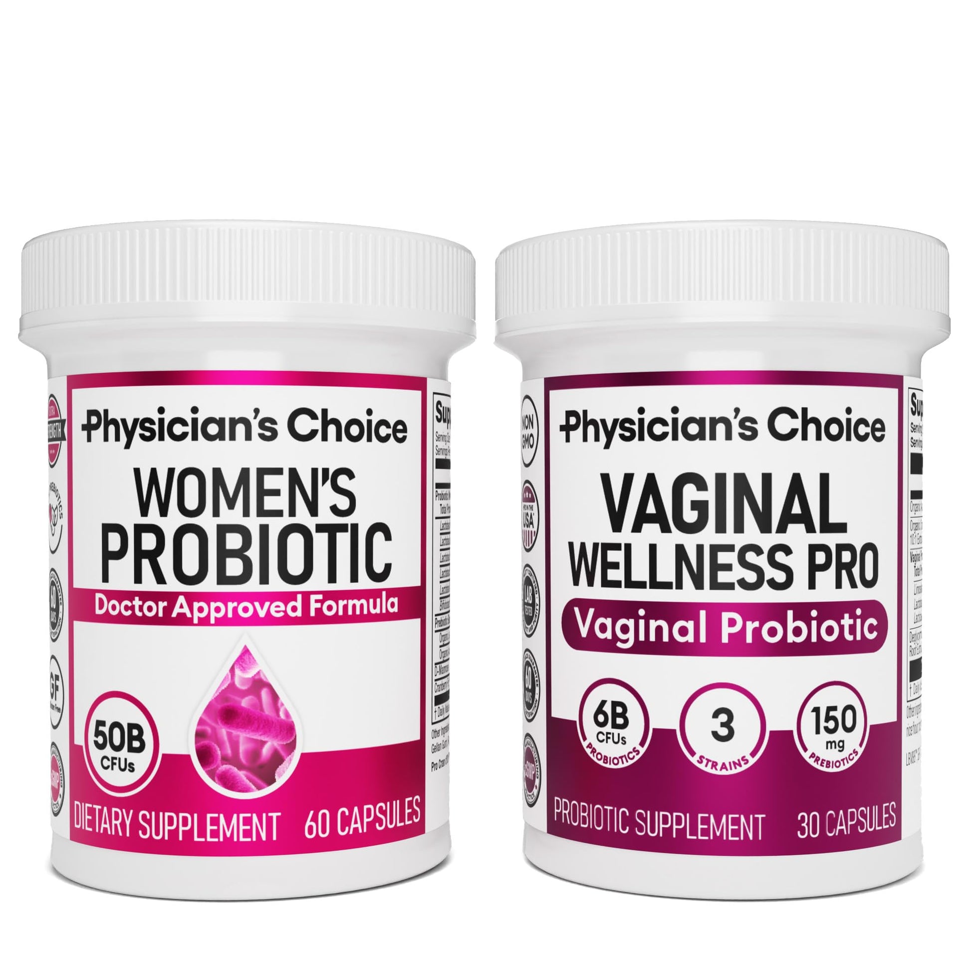 Physician's CHOICE Feminine Power Duo Bundle - Vaginal Probiotic 30ct + Womens Probiotic 60ct