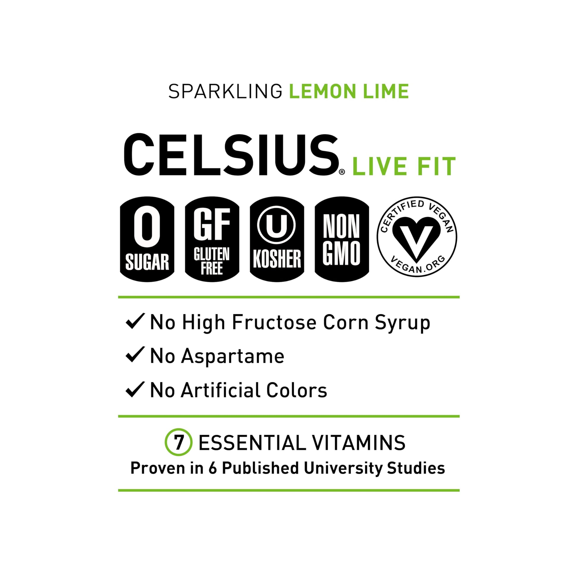 CELSIUS Sparkling Lemon Lime, Functional Essential Energy Drink, 12 Fl Oz (Pack of 12) CELSIUS