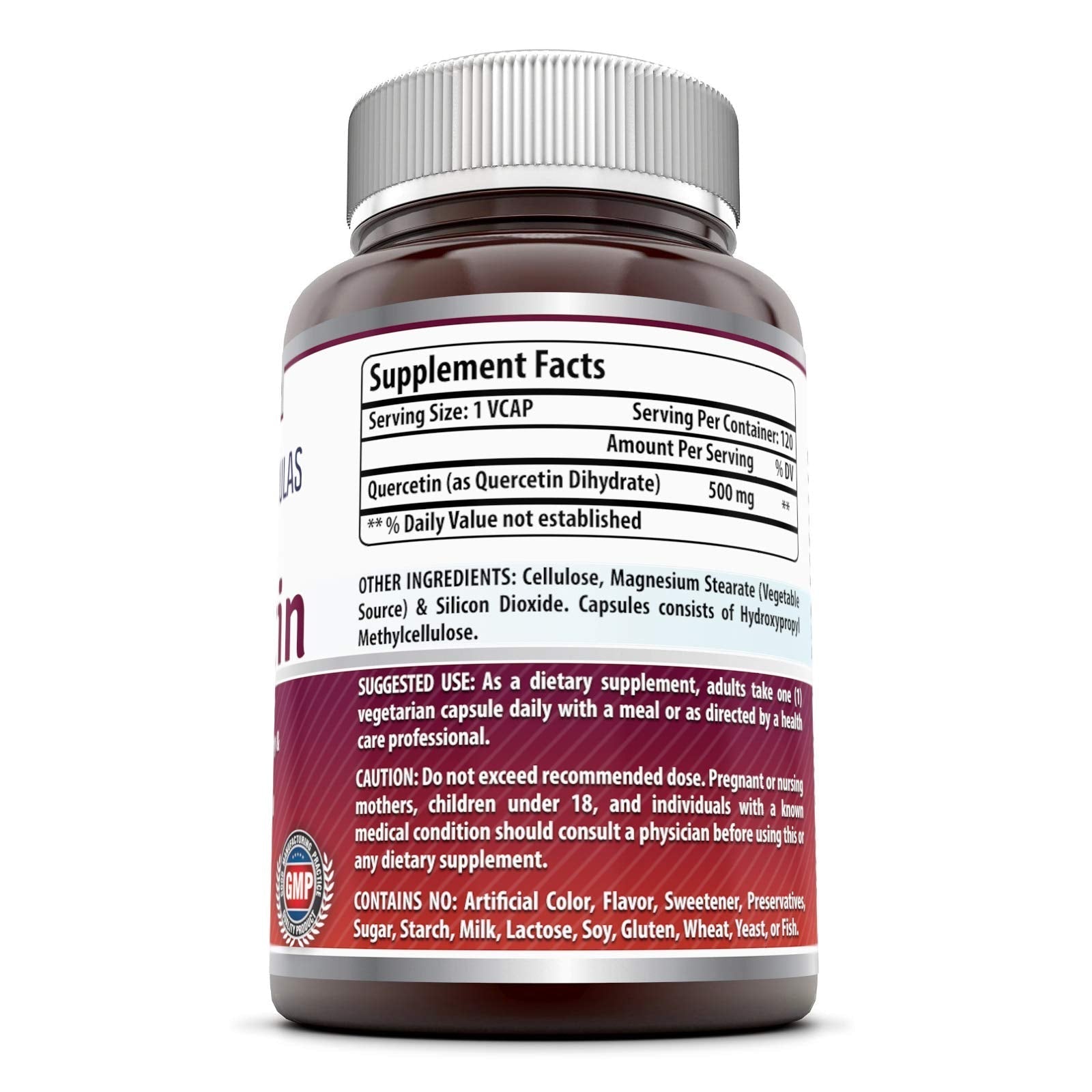 Amazing Formulas Quercetin 500mg 120 Veggie Capsules Supplement - Non-GMO Amazing Nutrition