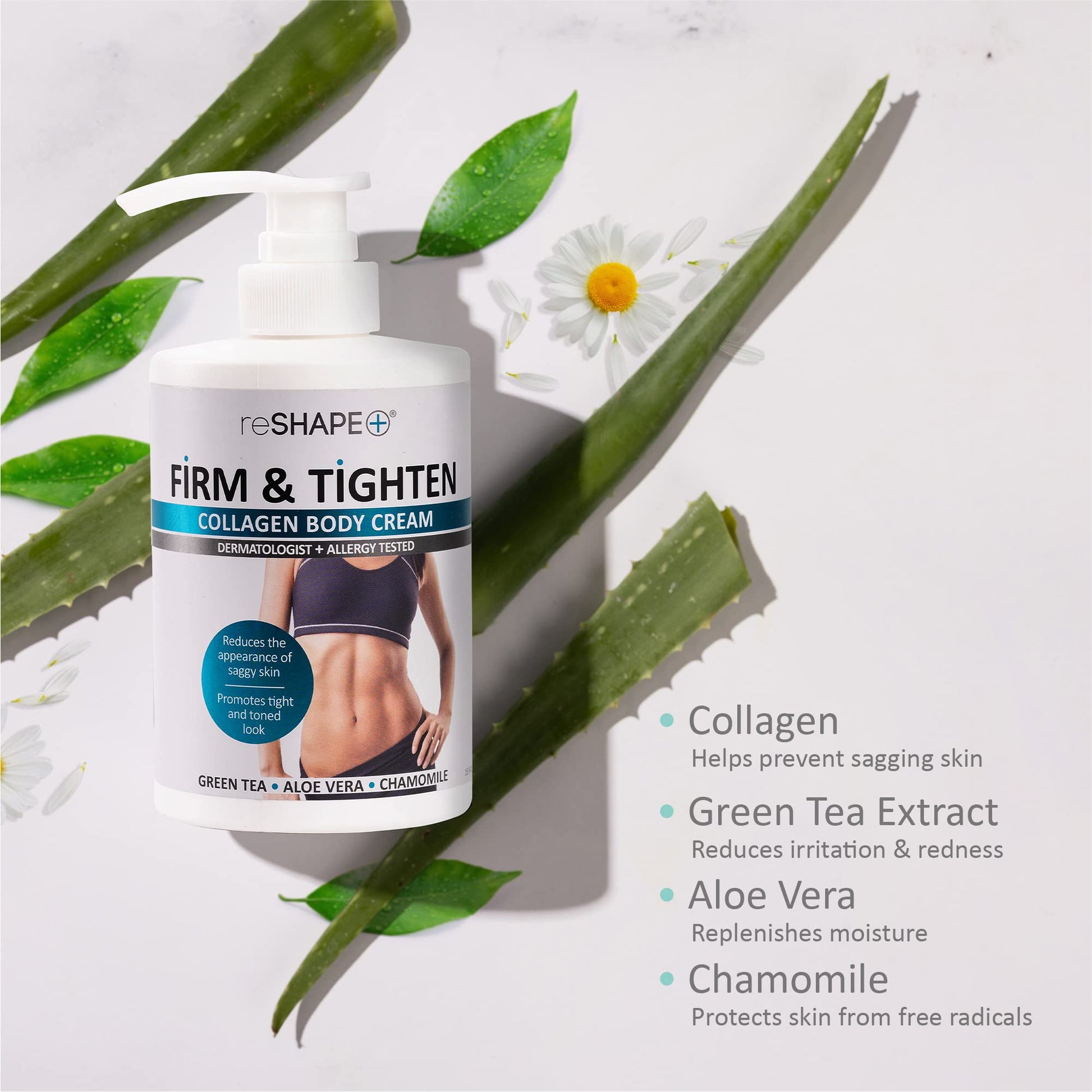 Reshape+ Collagen Body & Face Cream Moisturizing Skin Care Lotion, Skin Tightening Cellulite Reshape+