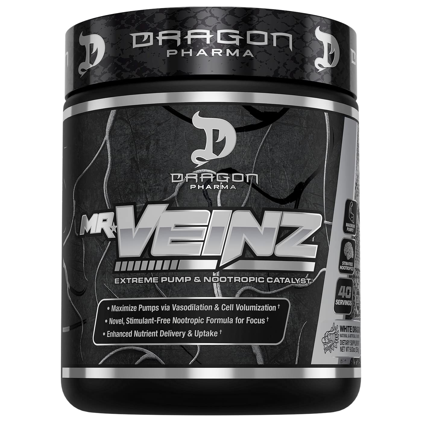 DRAGON PHARMA Mr. Veinz Stim Free Pre-Workout, Extreme Pump & Nootropic Catalyst