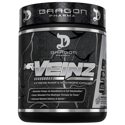 DRAGON PHARMA Mr. Veinz Stim Free Pre-Workout, Extreme Pump & Nootropic Catalyst