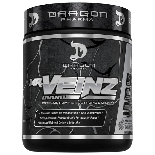 DRAGON PHARMA Mr. Veinz Stim Free Pre-Workout, Extreme Pump & Nootropic Catalyst