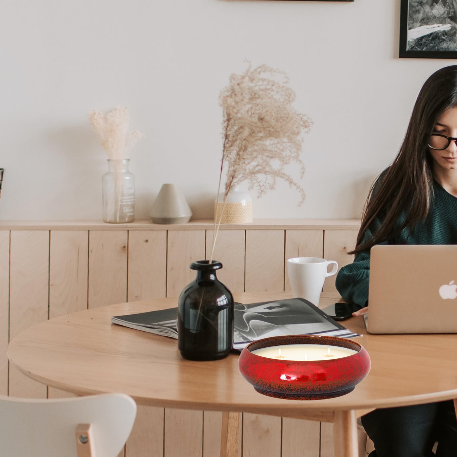 Scented Candles, 3 Wicks Large Rose Candles for Home Scented, 17 oz Aromatherapy Candle Gifts ARTKETTY