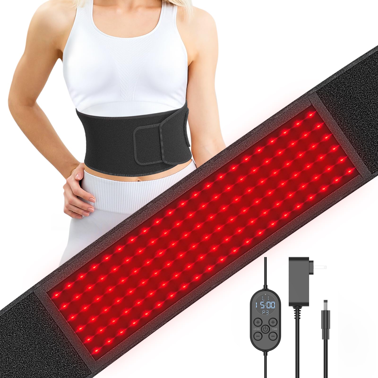 Red Light Therapy Belt Near-Infrared-Light Therapy Wrap for Body Wearable Large Pad for Waist Back Shoulder with Timer Controller Aptoyu