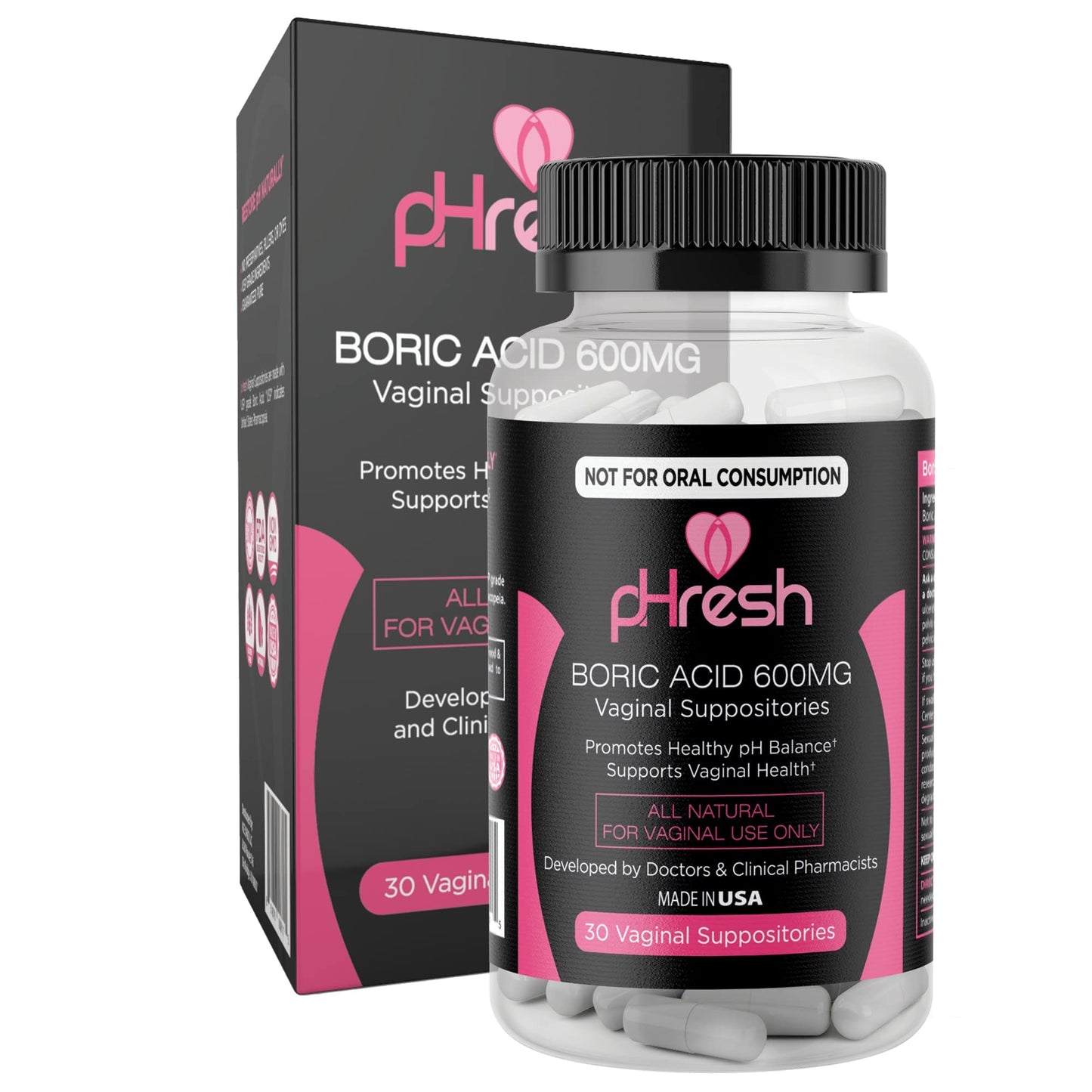 ACE NUTRITION Boric Acid Suppositories + 30 Applicators
