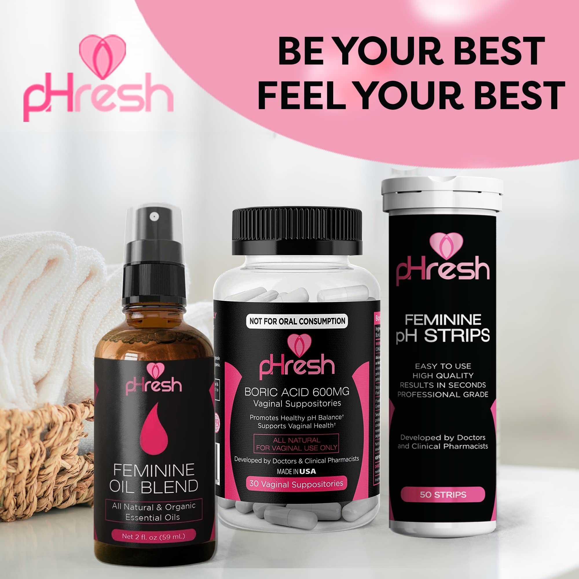 pHresh Feminine Spray - 100% All Natural Yoni Oil for Women - with Tea Tree, Lemongrass, Orange Essential Oils ACE NUTRITION