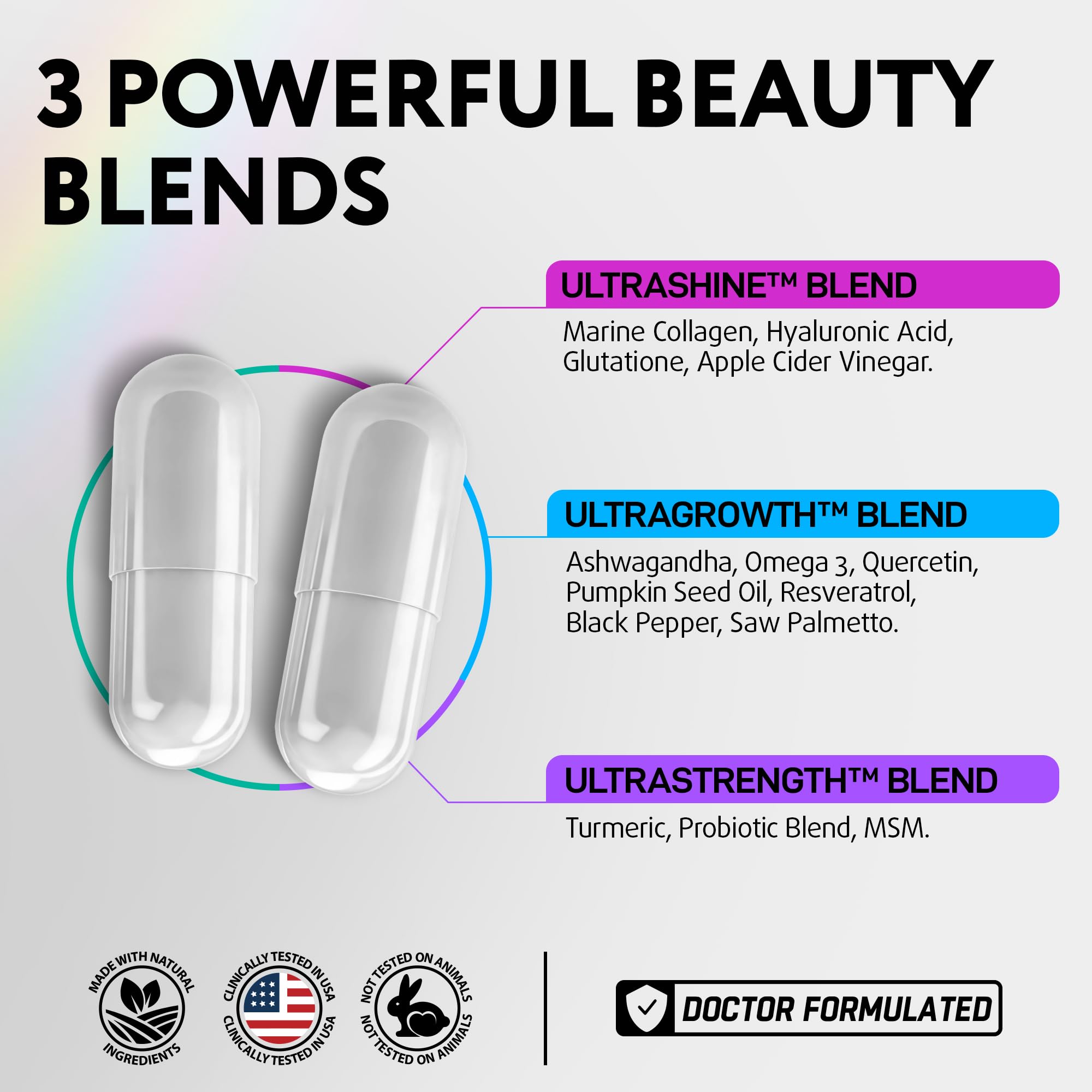 IQ BIOLOGY Biotin Collagen Keratin Astragalus Magnesium Ashwagandha Vitamin D3 Vitamin C IQ BIOLOGY