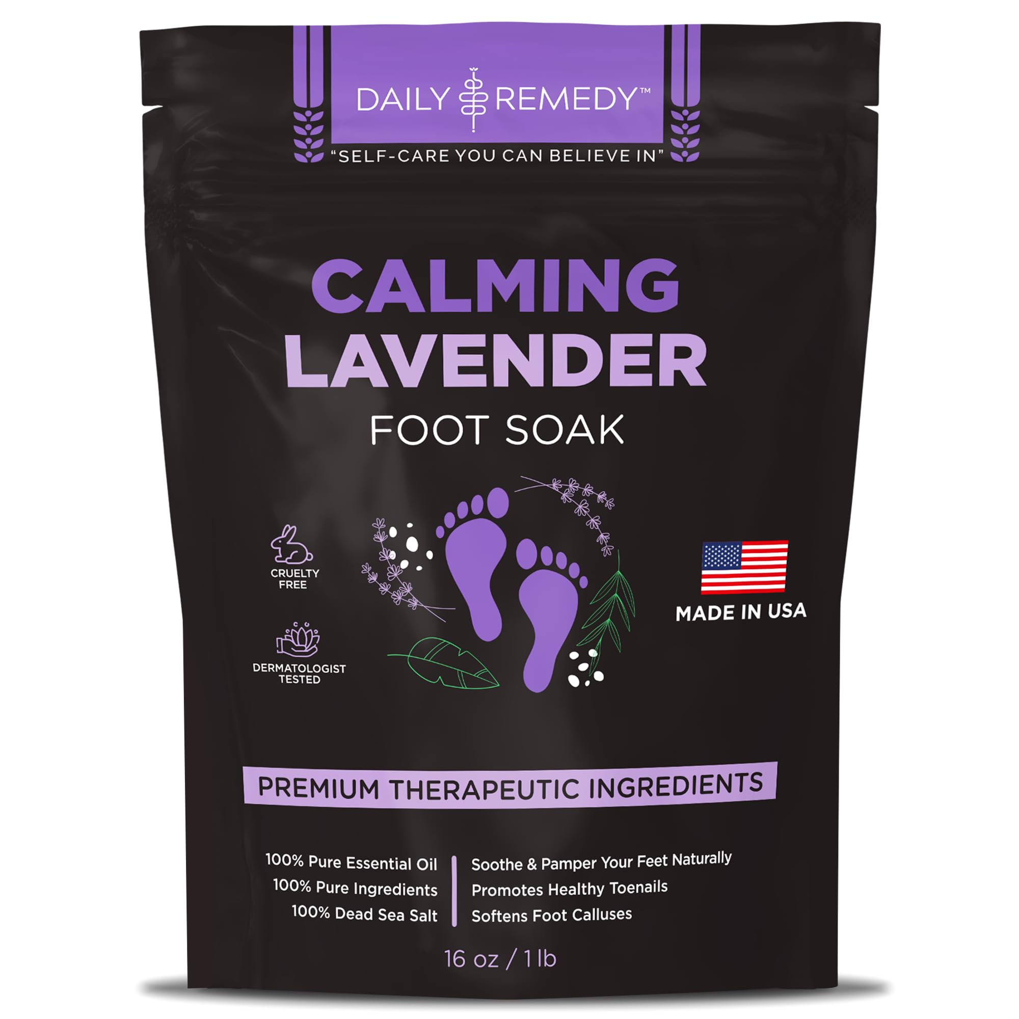Calming Lavender Foot Soak with Epsom Salt, Made in USA, Foot Soak Soothes Sore Tired 