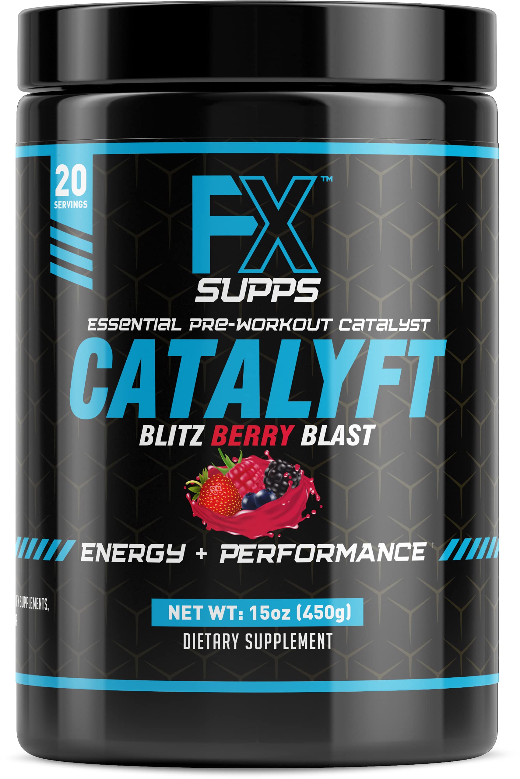 FX Supps Catalyft Pre-Workout PowderDrink for Men and Women Blitz Berry Blast Dietary