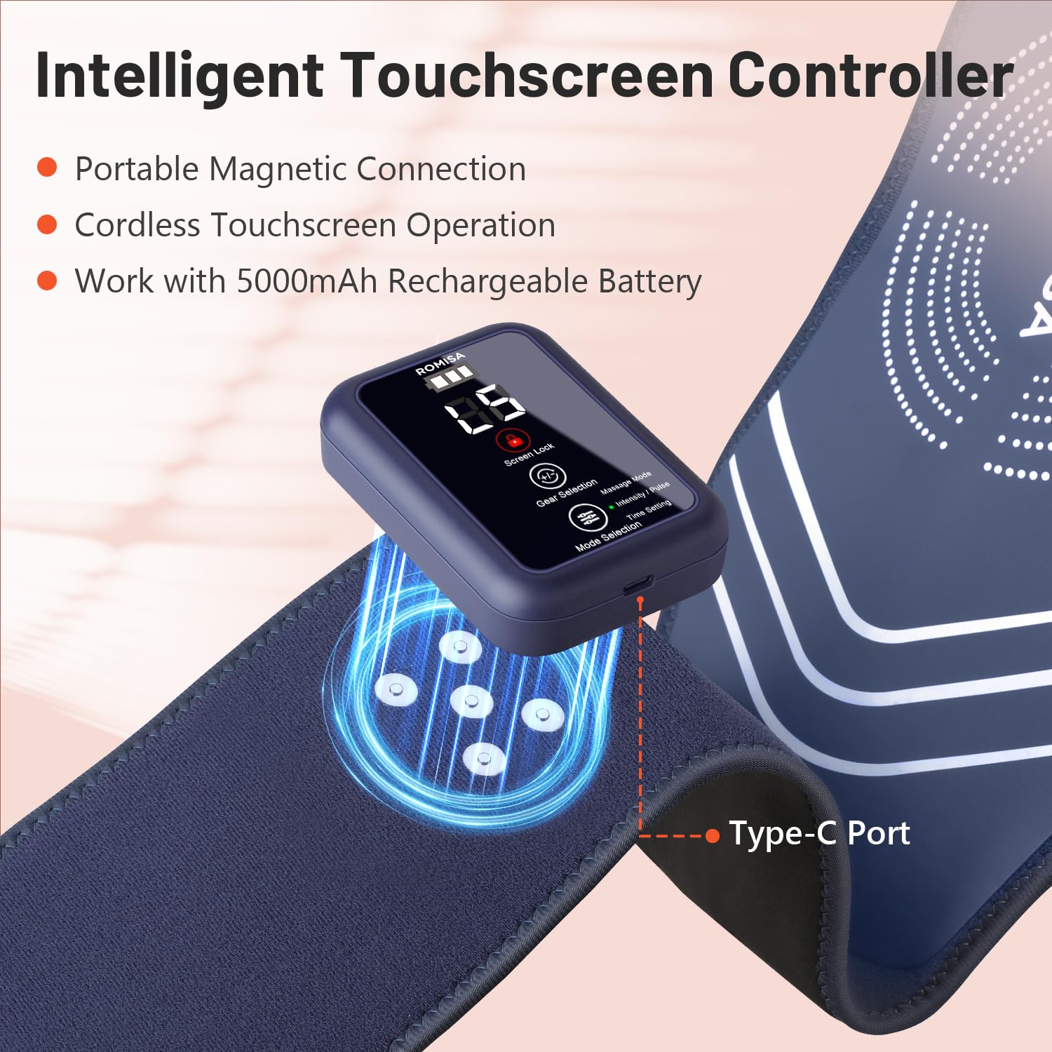 ROMISA Red Light Therapy Belt - Infrared Light Therapy Vibration Rechargeable 660nm&850nm ROMISA