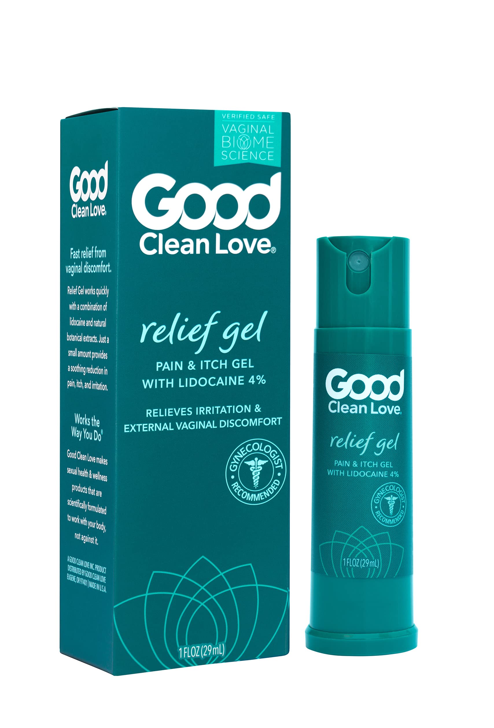 Good Clean Love Relief Gel Pain & Itch with Lidocaine 4%, Fast-Acting Relief from Pain, Itch, and Irritation Good Clean Love