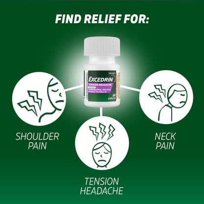 Excedrin Tension Headache Relief Caplets Without Aspirin for Head, Neck and Shoulder Pain Relief - 100 Count