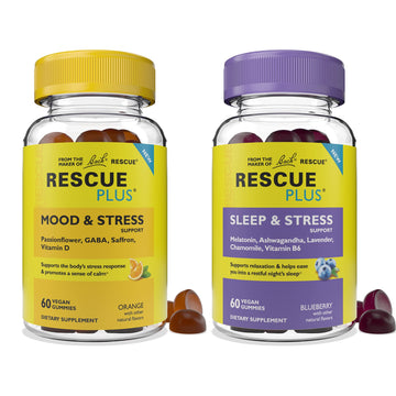 RESCUE Bach Plus Sleep & Stress Support Gummies, Nighttime Dietary Supplement 