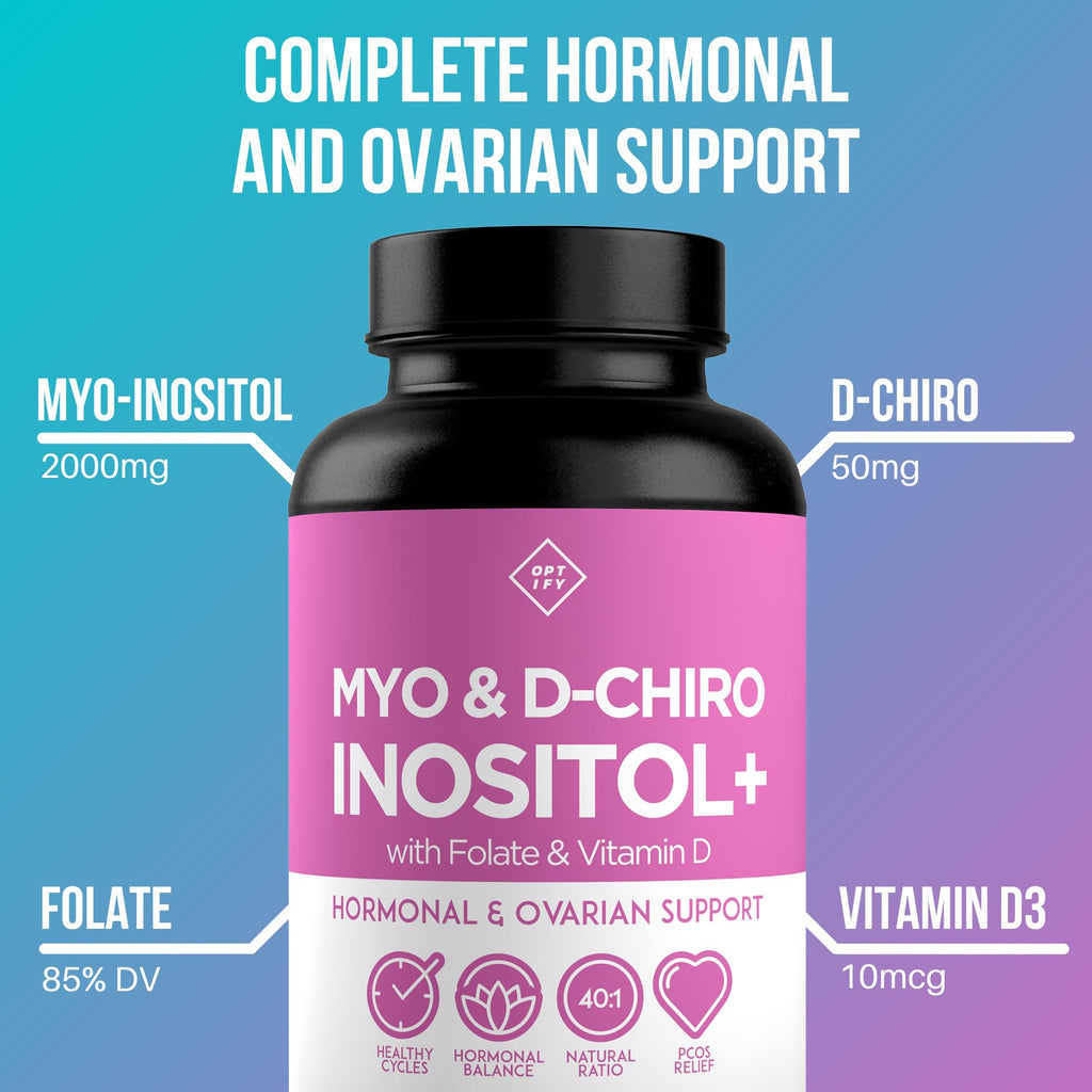 Premium Inositol Supplement - Myo-Inositol and D-Chiro Inositol Plus Folate and Vitamin