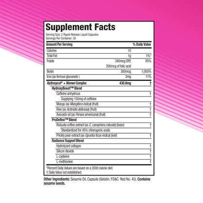 Hydroxycut + Women Pills with Biotin & Collagen | Hair Nails and Skin Vitamins | Iron Supplement