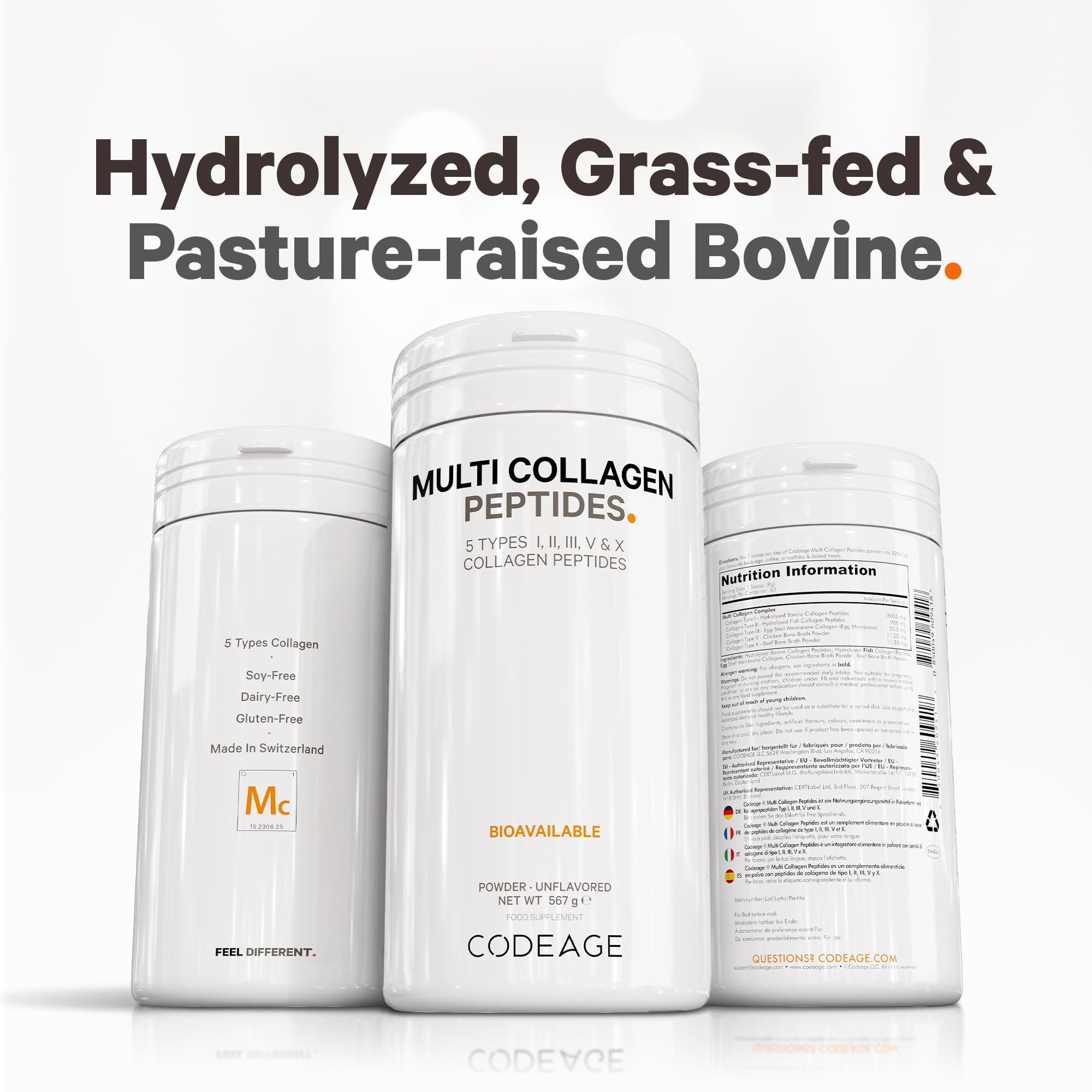 Codeage Multi Collagen Protein Powder Peptides, 2-Month Supply, Hydrolyzed, Type I, II, III, V, X Grass Fed Codeage