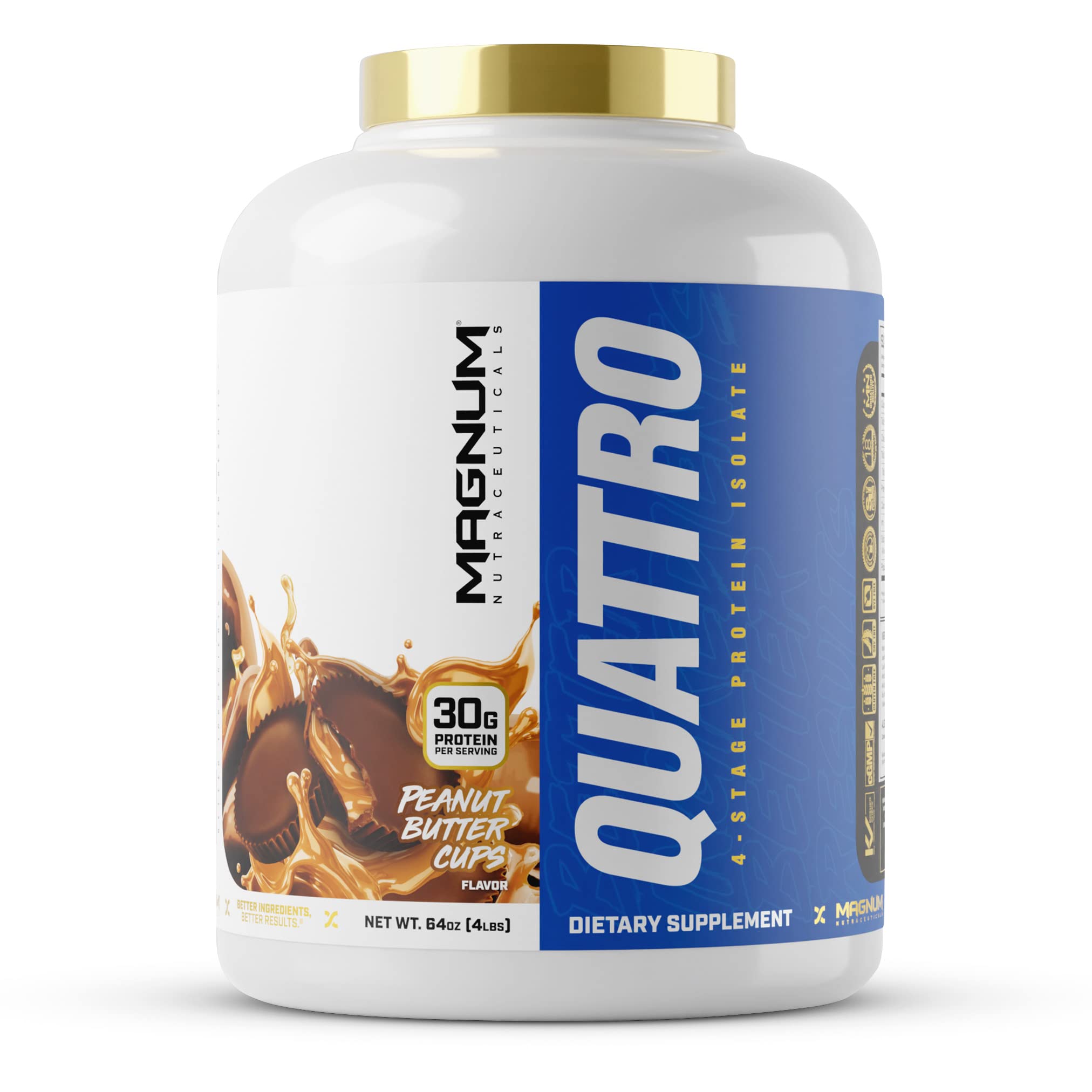 Magnum Nutraceuticals Quattro -, Peanut Butter Cups, 4LB - May Support Muscle Growth