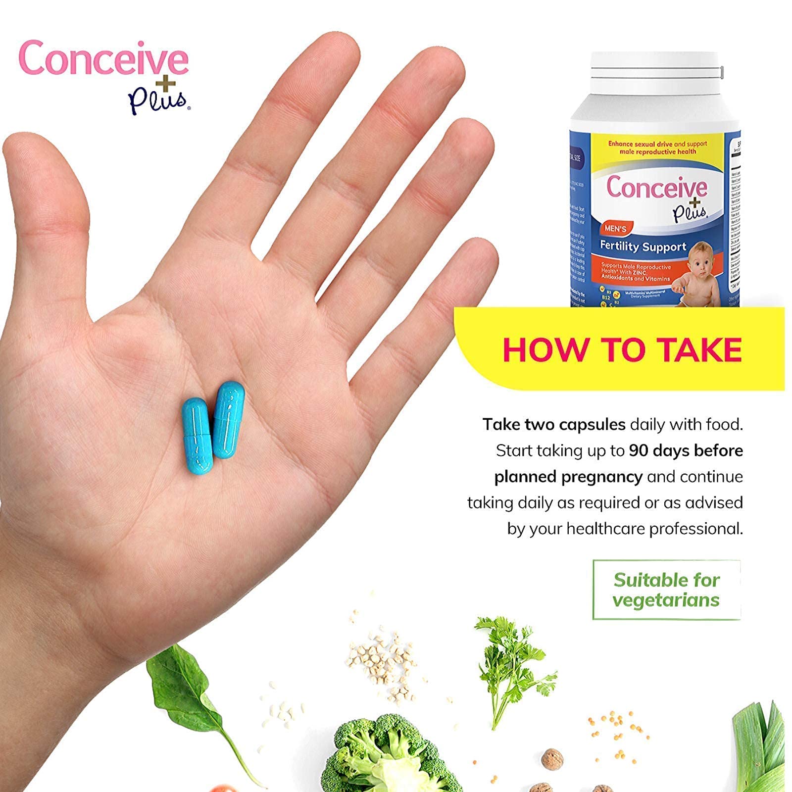 CONCEIVE PLUS Mens Fertility Bundle, Fertility Vitamins 60 Count and Fertility Lubricant 2.5 Ounce CONCEIVE PLUS