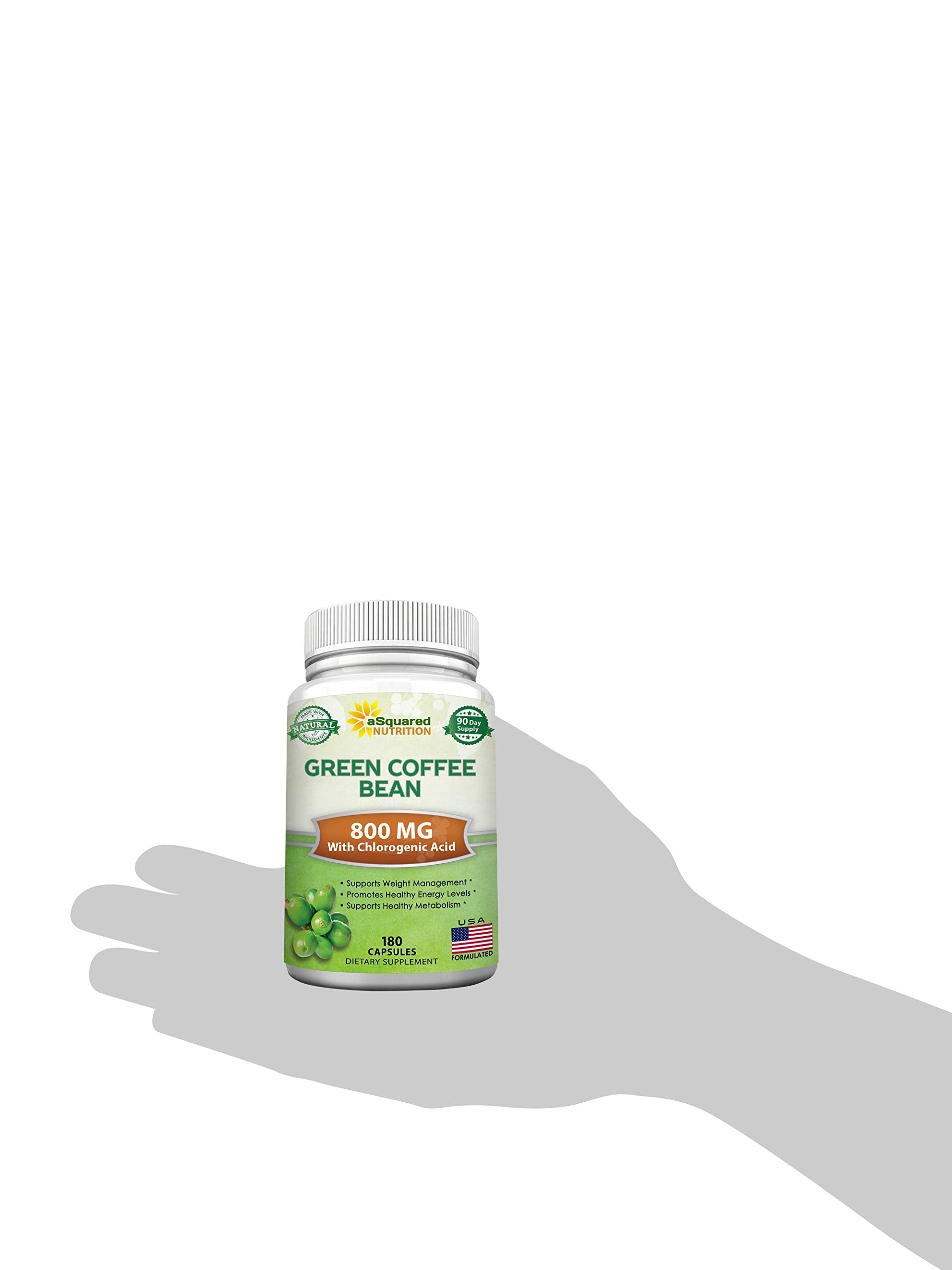 aSquared Nutrition Natural Green Coffee Bean Formula-180 Capsules-Max Strength GCA aSquared Nutrition