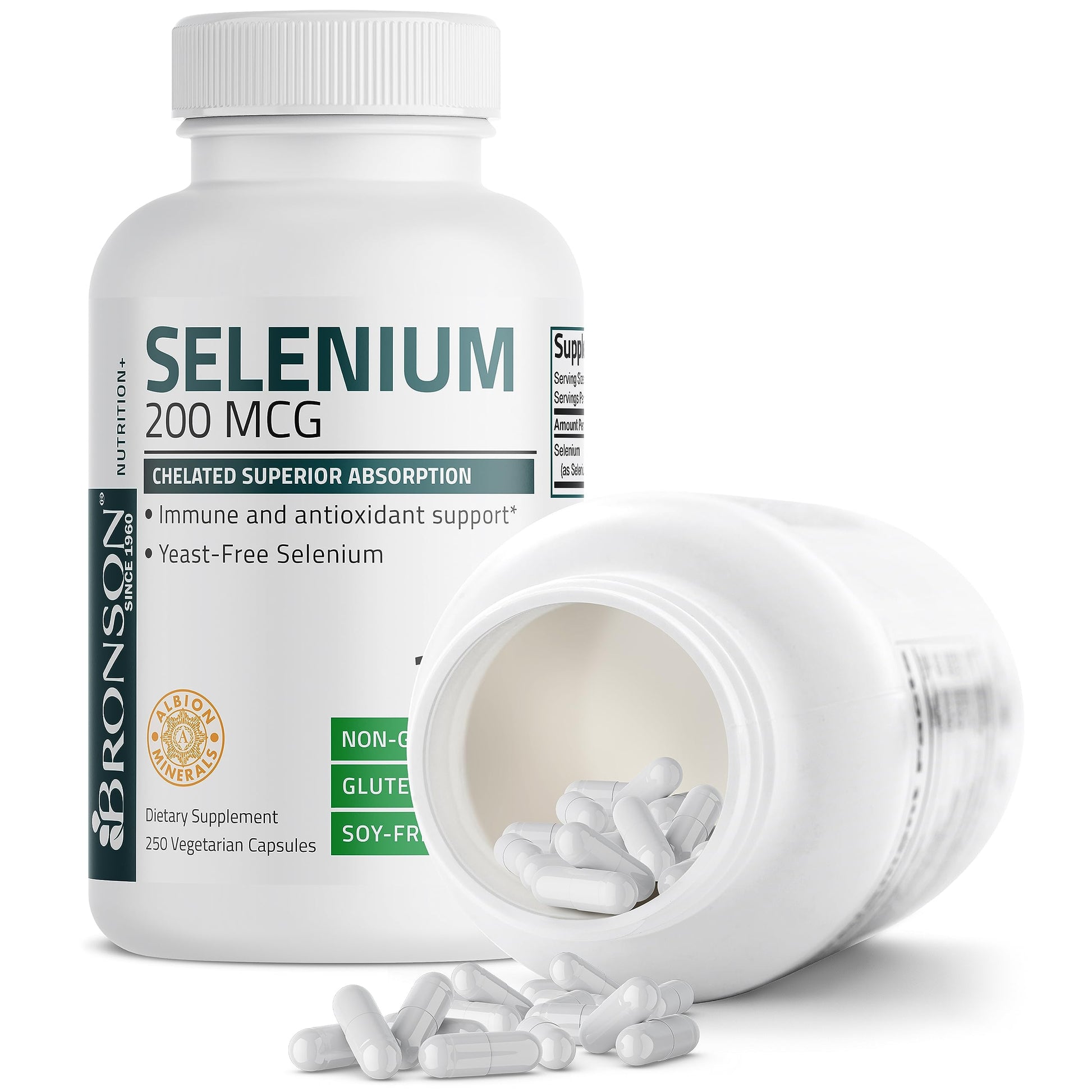 Bronson Selenium 200 mcg – Yeast Free Chelated Amino Acid Complex - Essential Trace Bronson