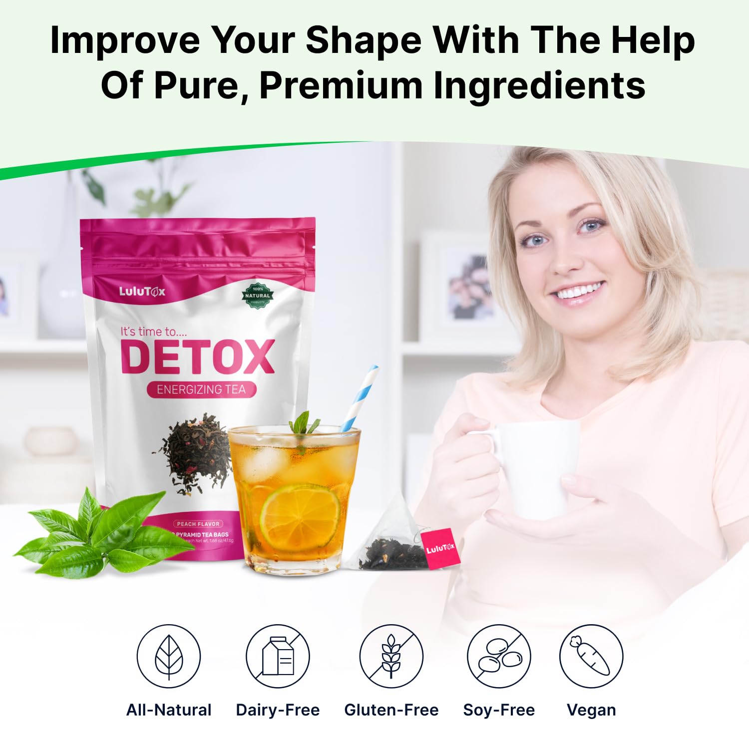 LULUTOX Detox Tea - Herbal Blend with Dandelion, Ginseng, and Ginger - Supports A Healthy Weight