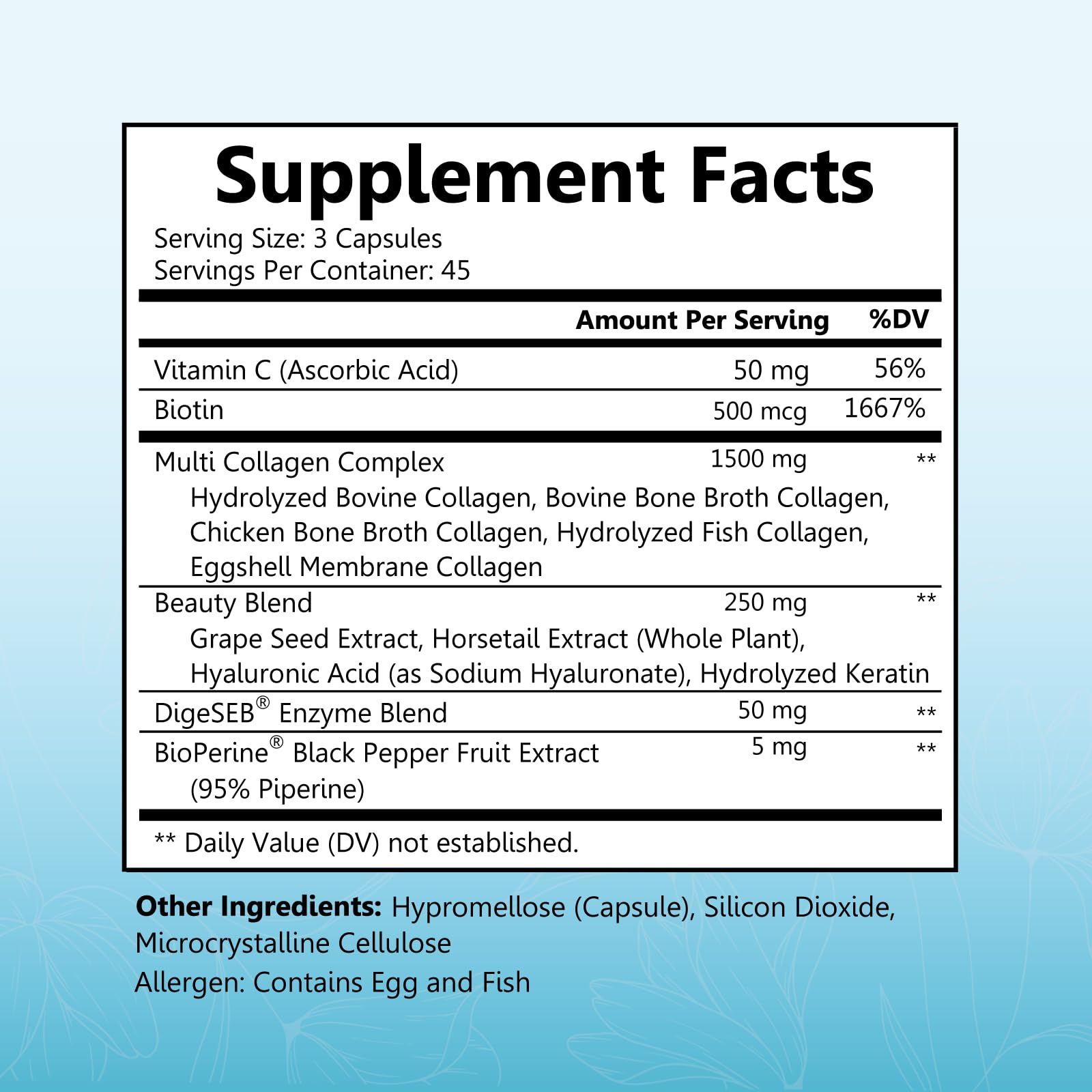 Multi Collagen Pills for Women (Types I II III V X) with Vitamin C Hyaluronic Acid Biotin BioSchwartz