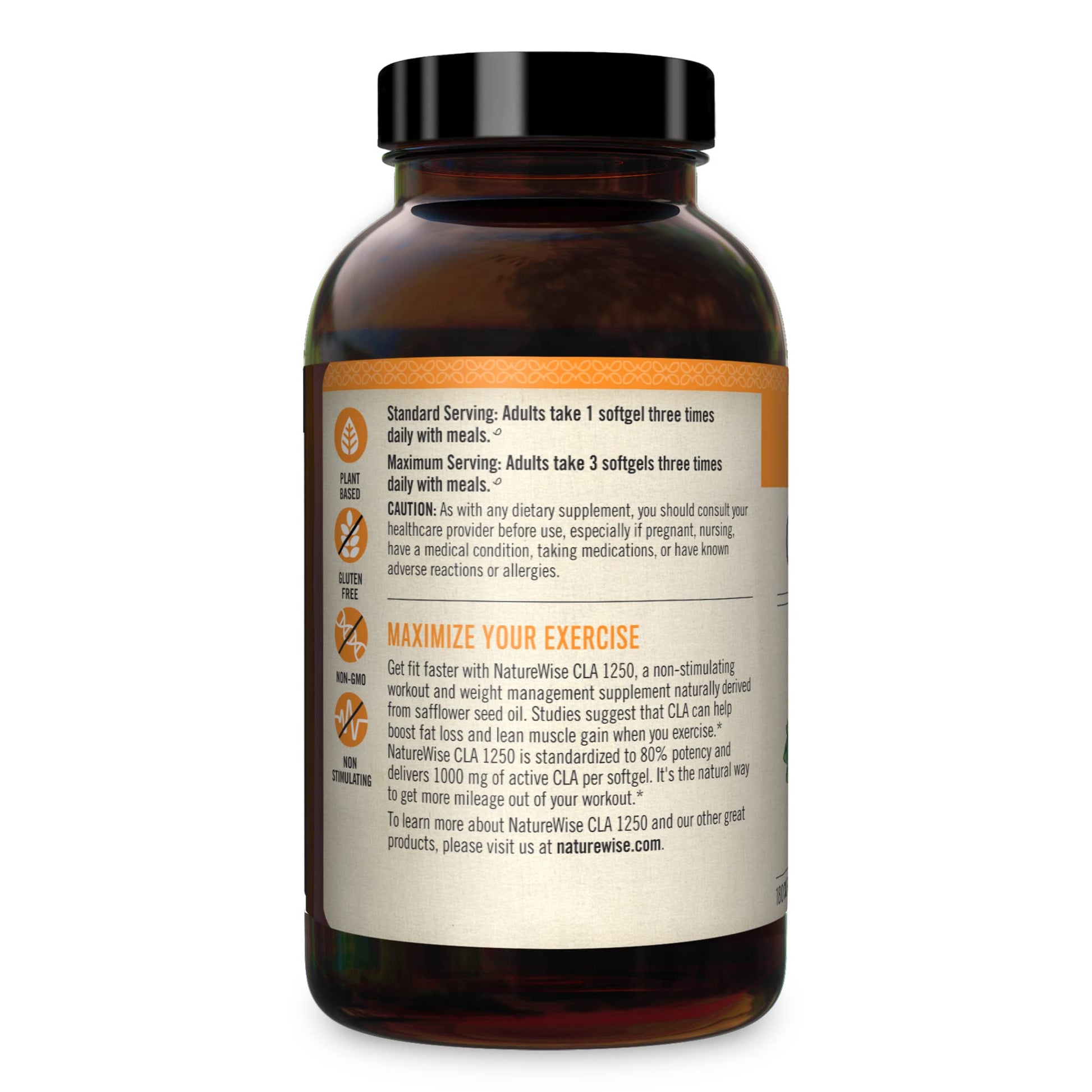 NatureWise CLA 1250 Support Exercise Naturally (2-Month Supply), Support Fitness goals NatureWise