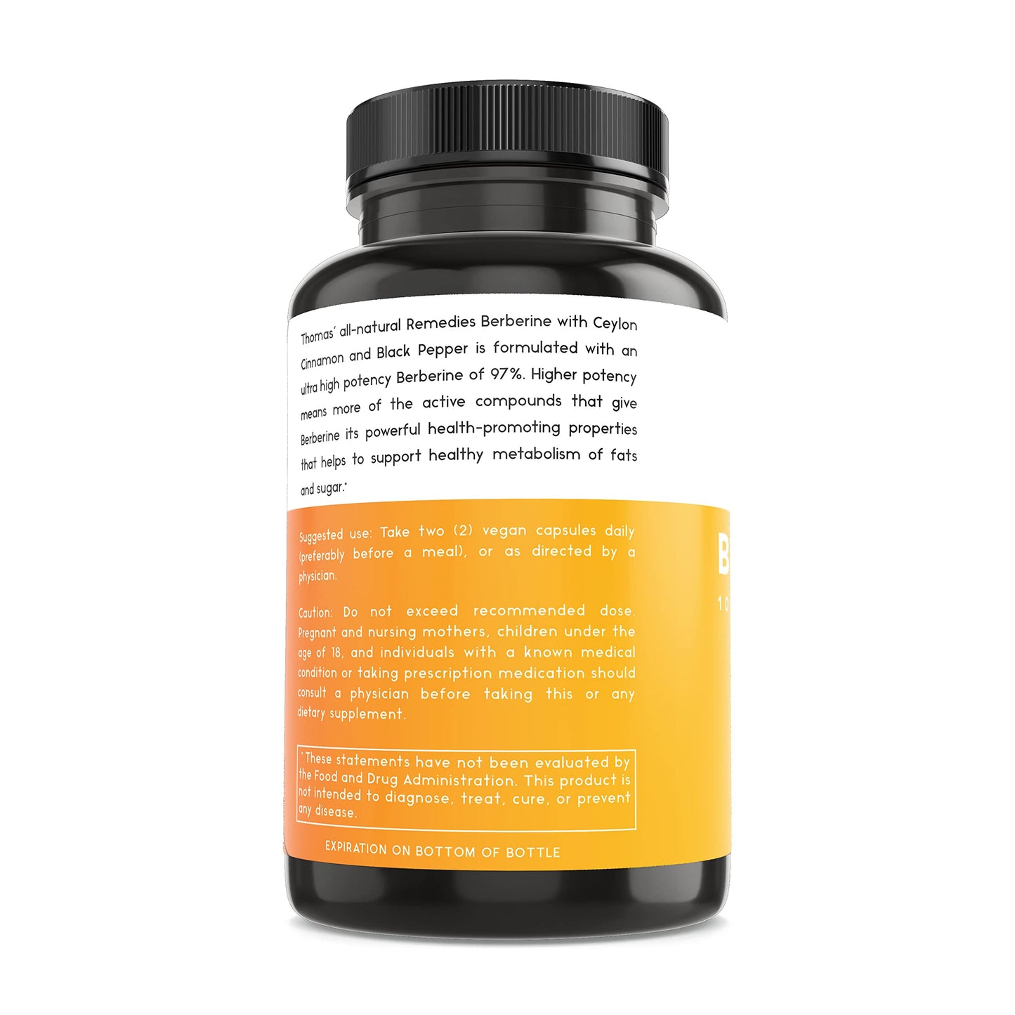 Thomas' all-natural Remedies Berberine 500mg (1000mg Per Serving)- 120 Vegan Capsules
