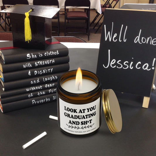 Joyseller Funny Graduation Gift for Her/Him, Look at You Graduation Candles for Party Decorations