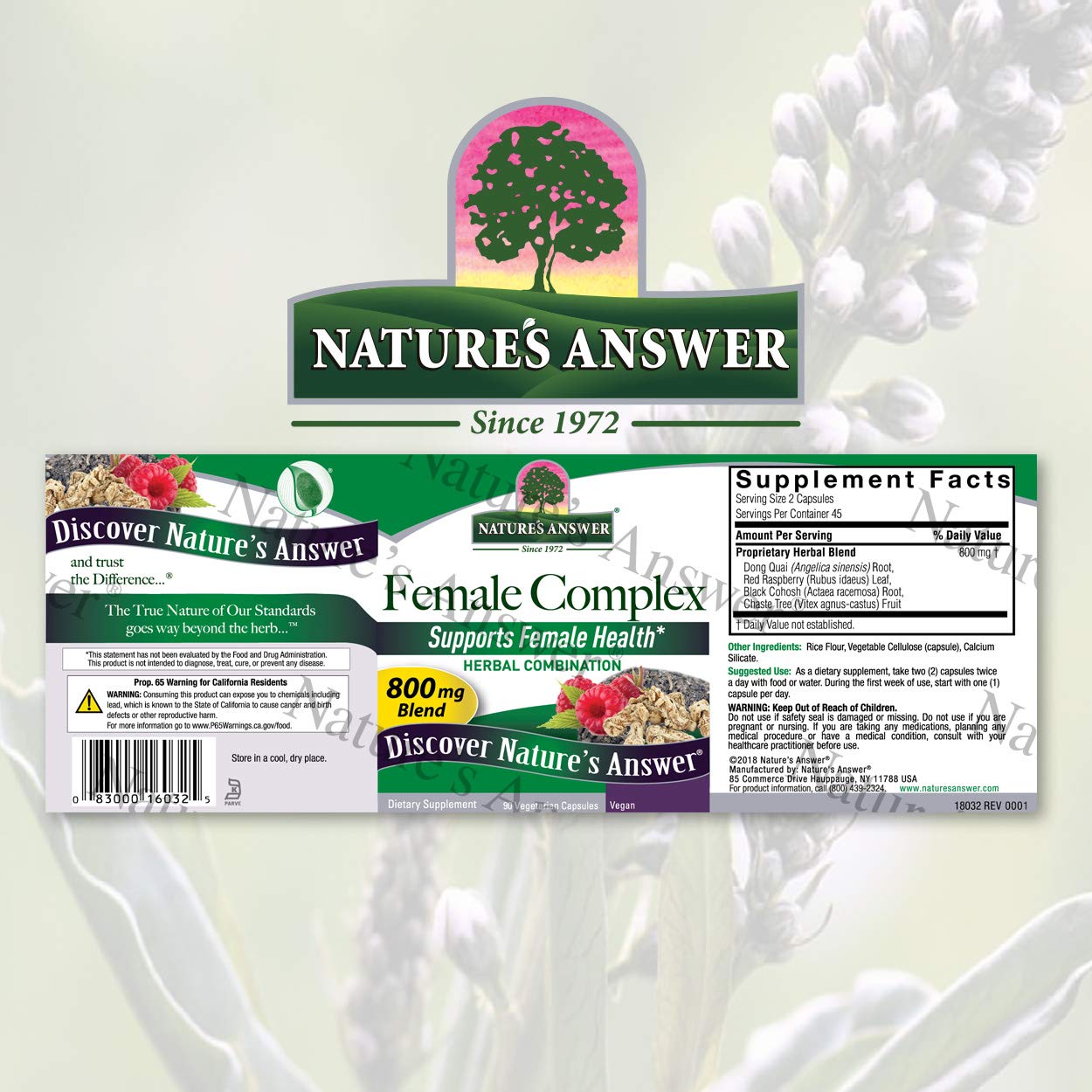 Nature's Answer Female Complex 800mg 90-Capsules | Menopause Symptom Support Nature's Answer