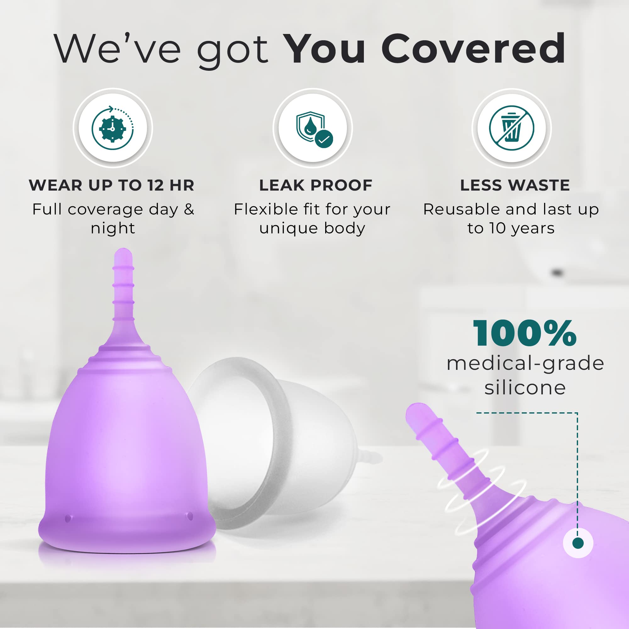 EcoBlossom Reusable Menstrual Cup Set - The Most Reliable Medical Grade Silicone Period Cups EcoBlossom